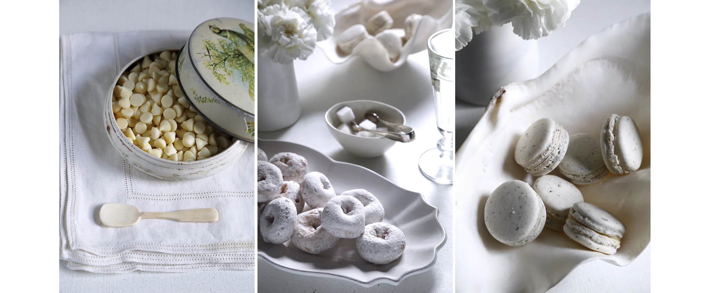 POWDER DONUTS + MACAROONS