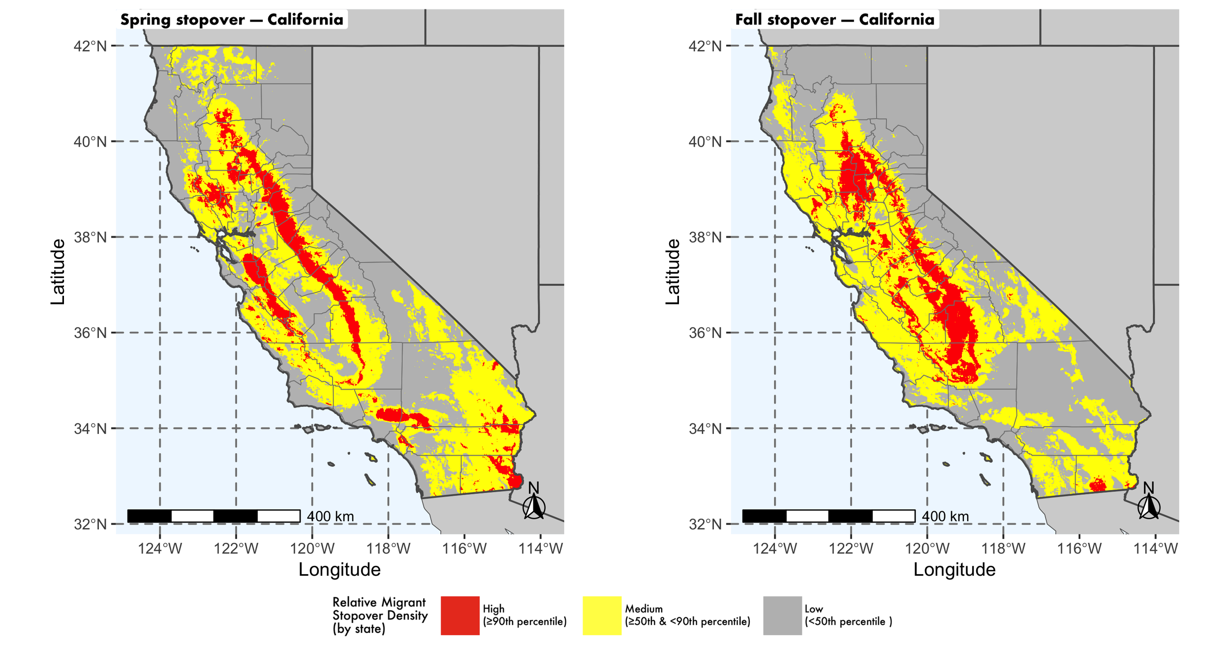 California seasonal stopover maps