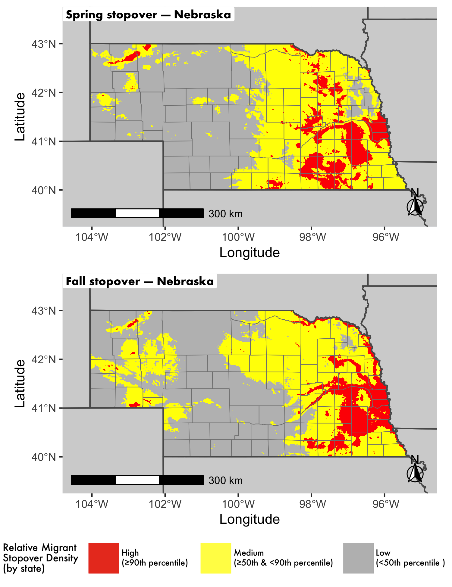 Nebraska seasonal stopover maps