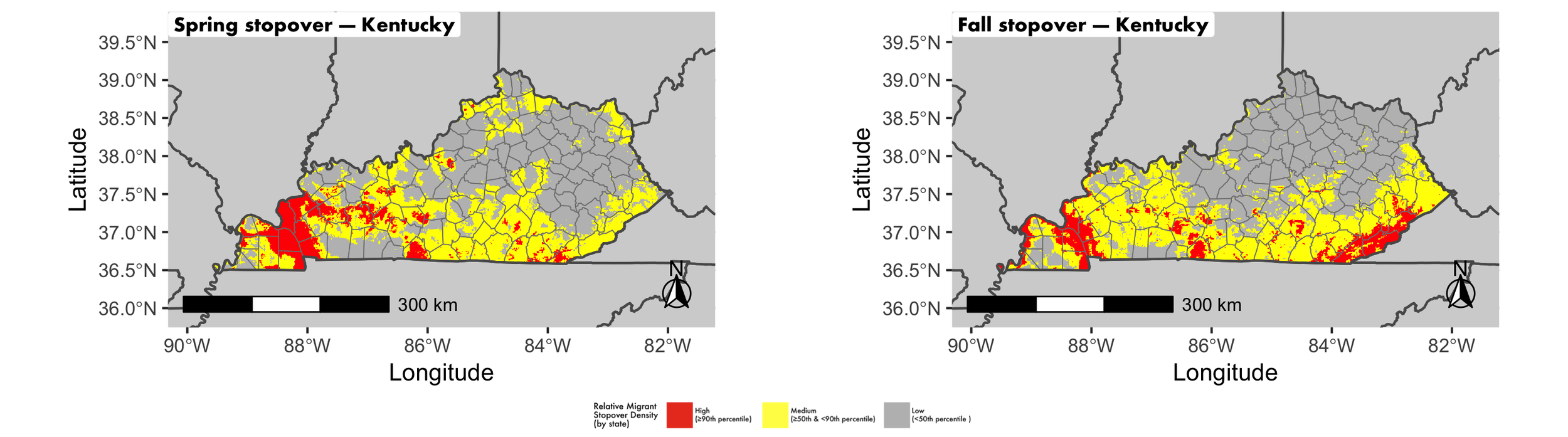 Kentucky seasonal stopover maps