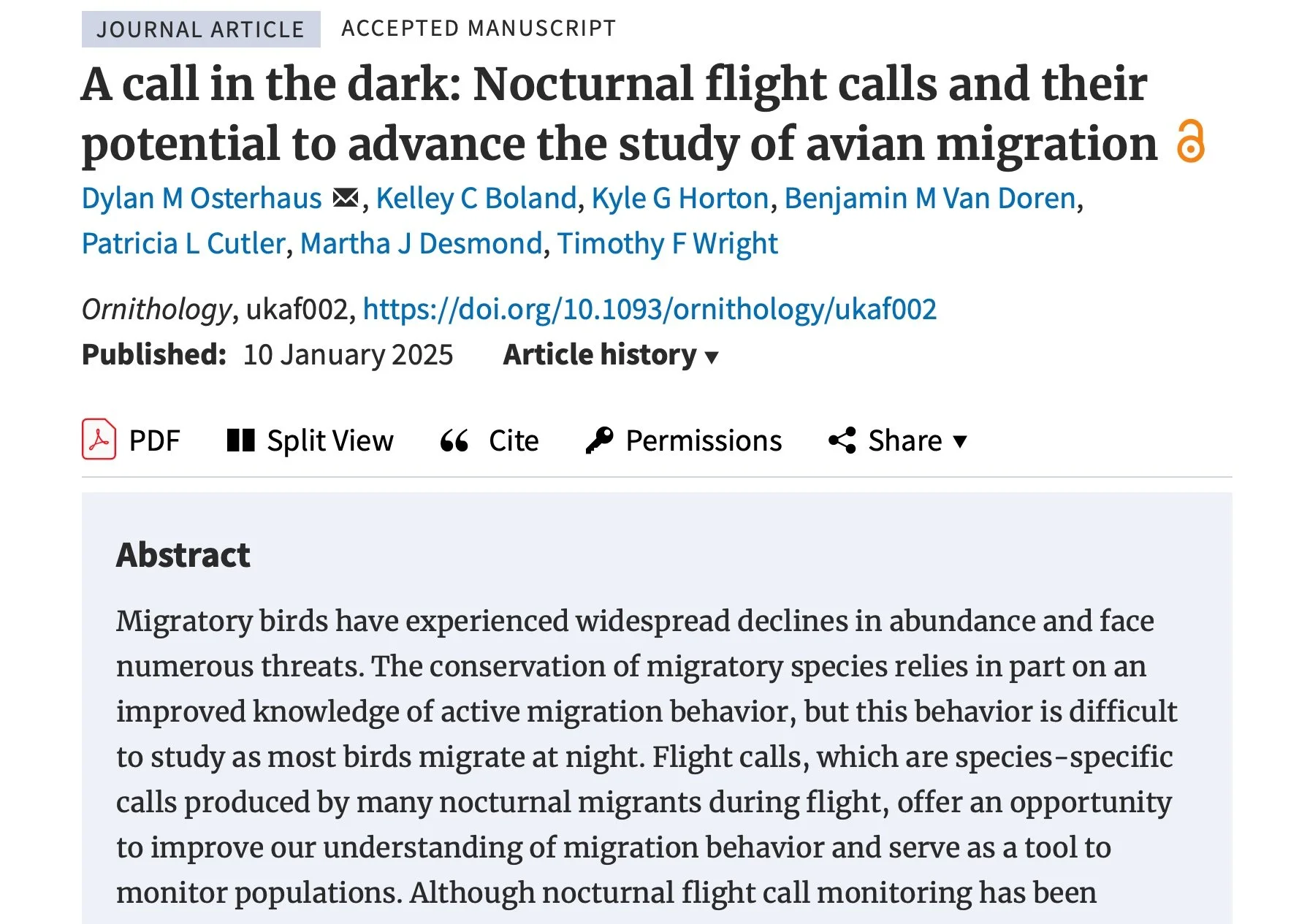 New review on Nocturnal Flight Calls led by NMSU PhD Candidate Dylan Osterhaus out in Ornithology