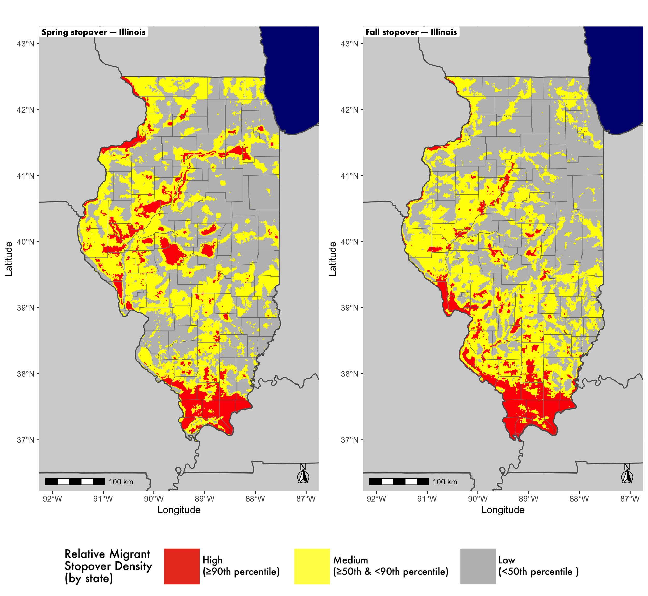 Illinois seasonal stopover maps