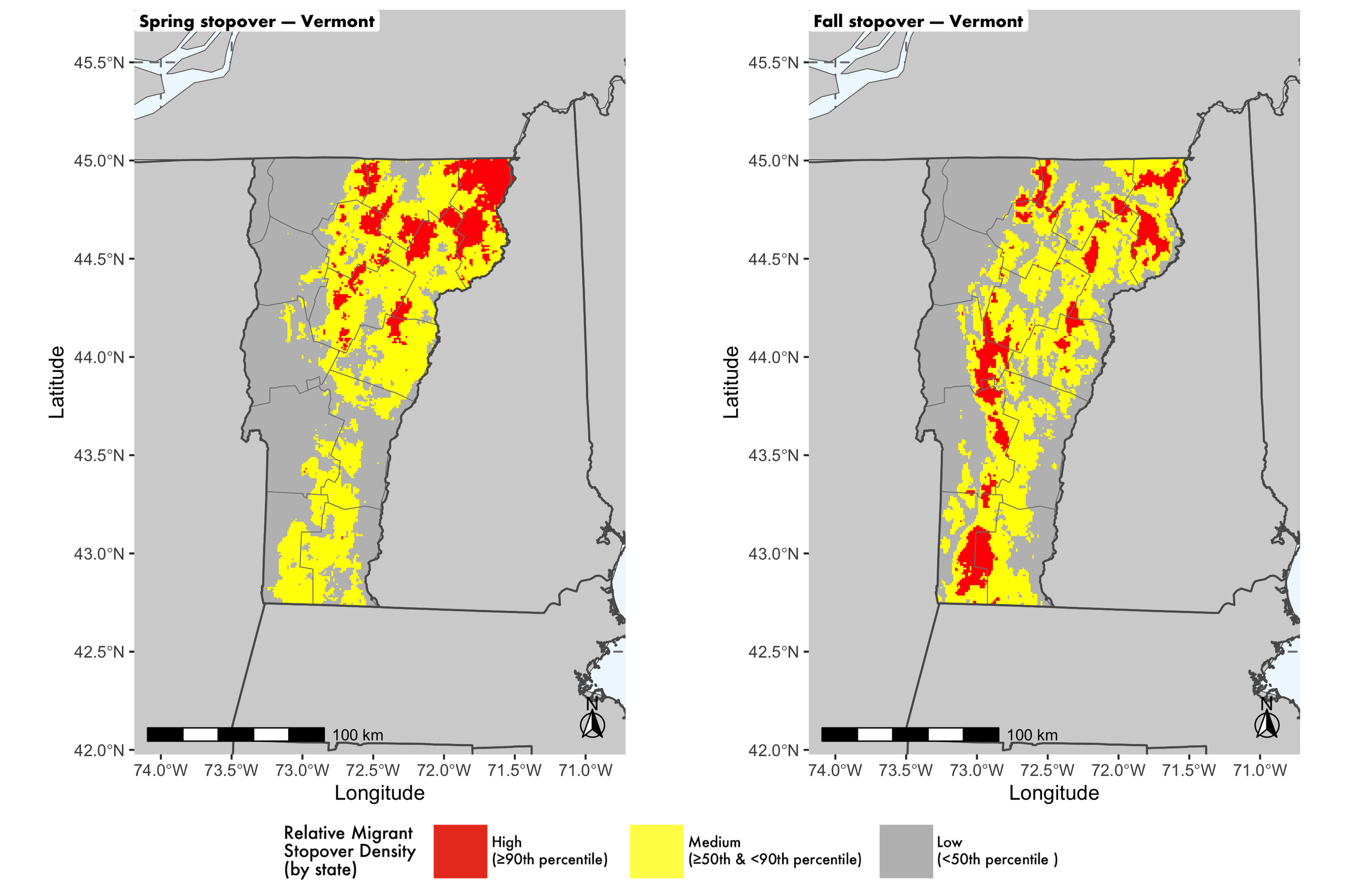 Vermont seasonal stopover maps
