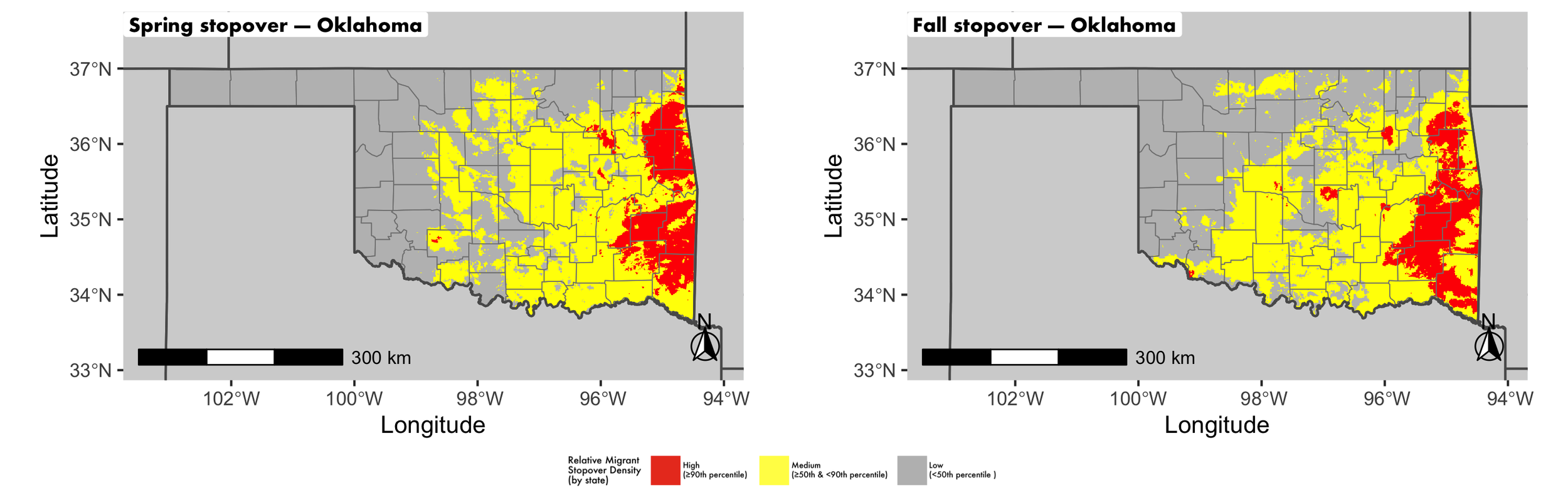 Oklahoma seasonal stopover maps