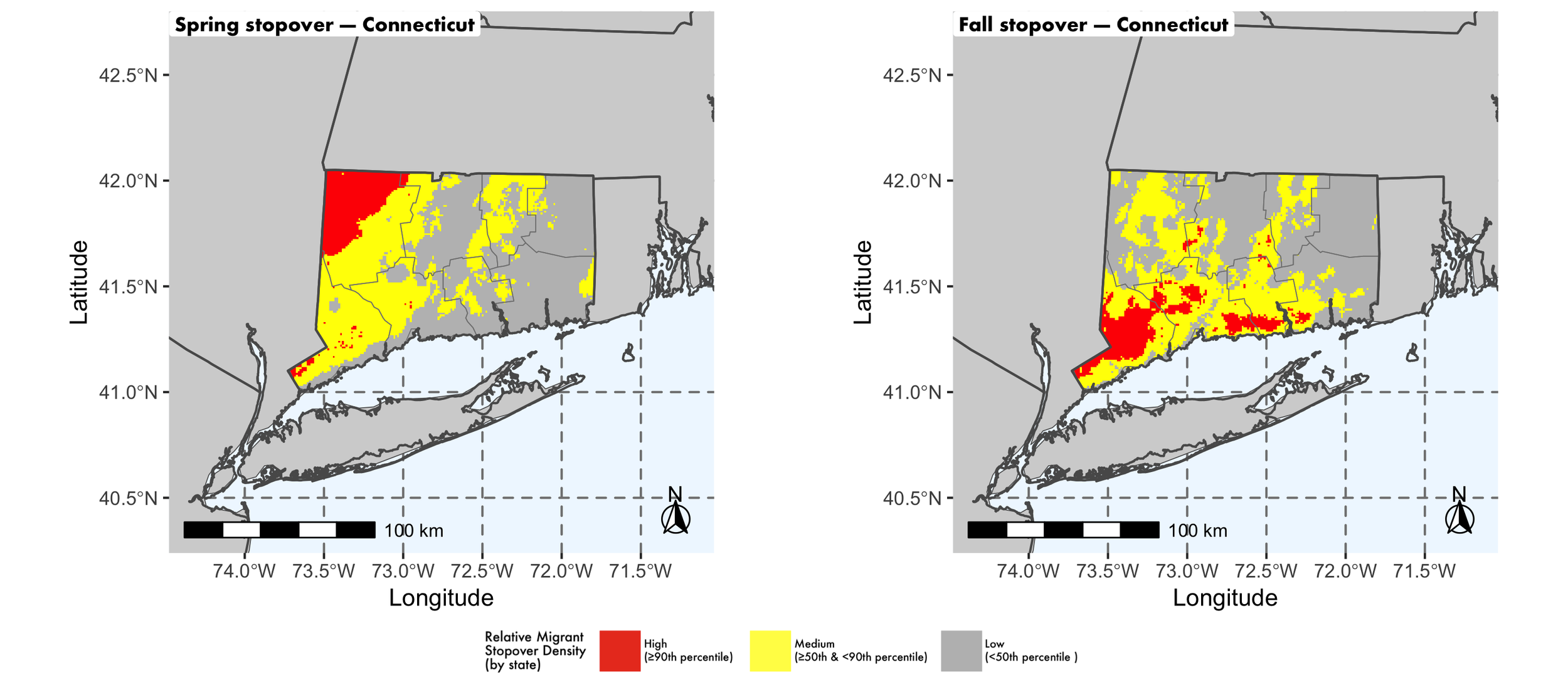 Connecticut seasonal stopover maps