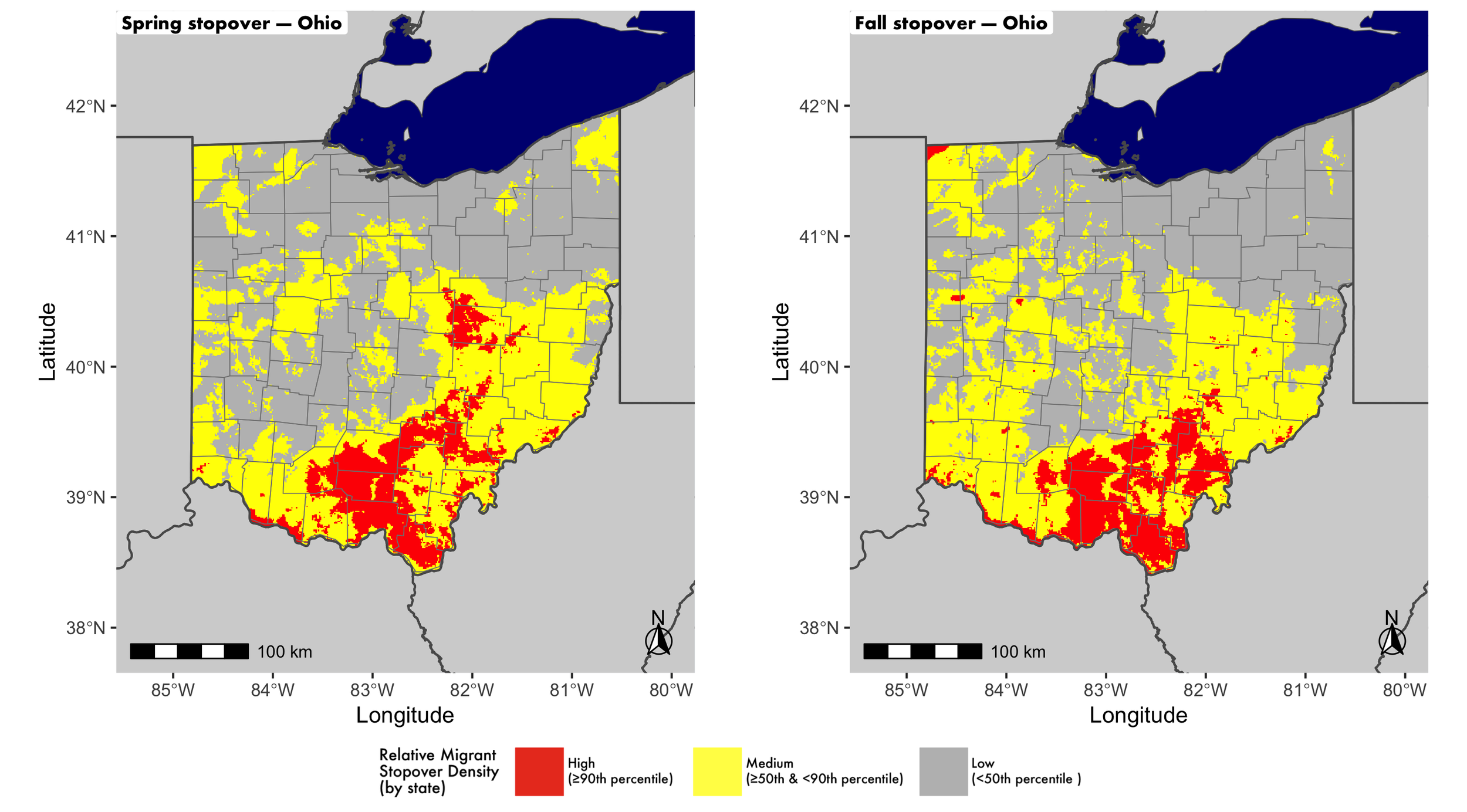 Ohio seasonal stopover maps