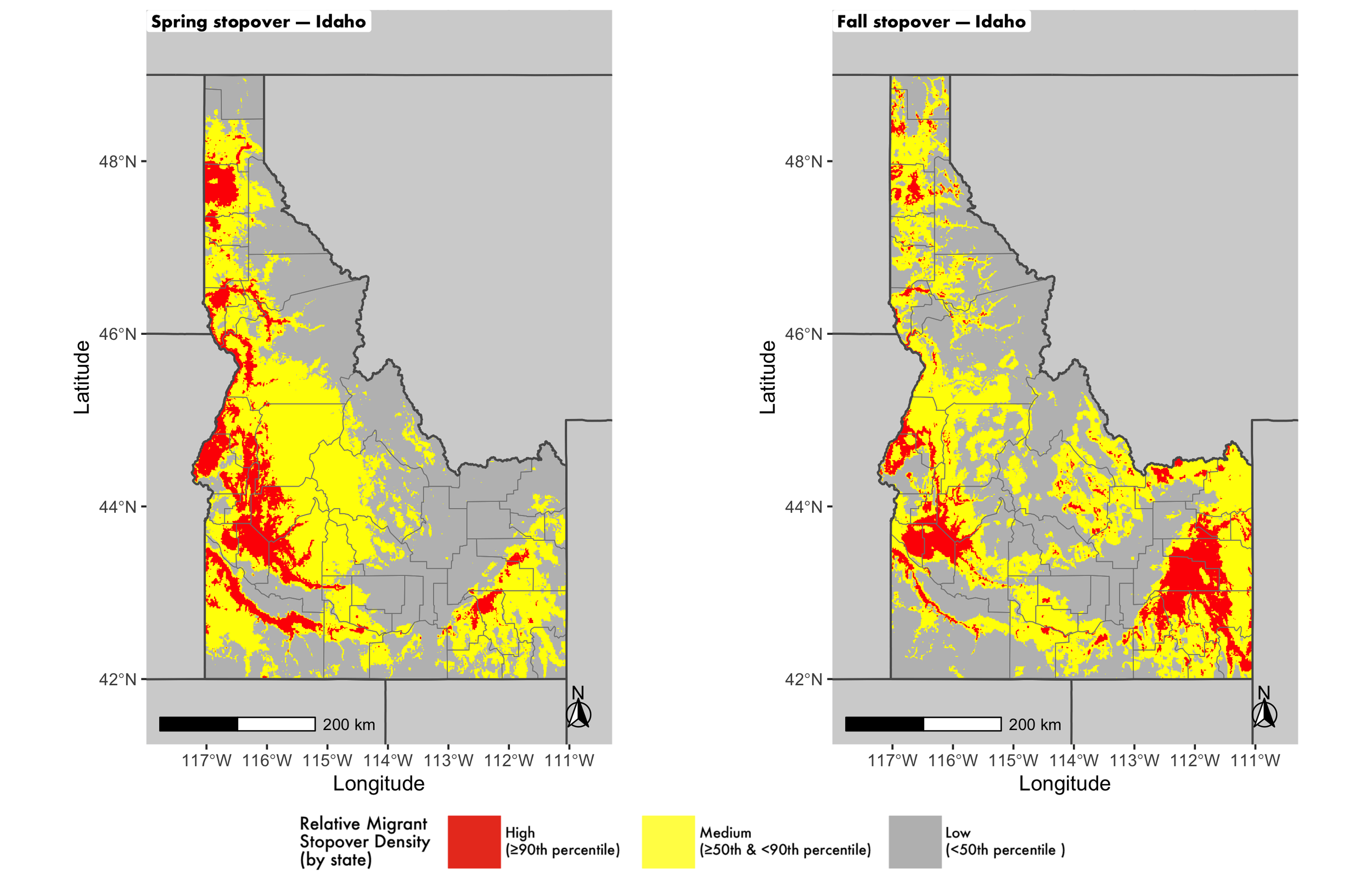 Idaho seasonal stopover maps