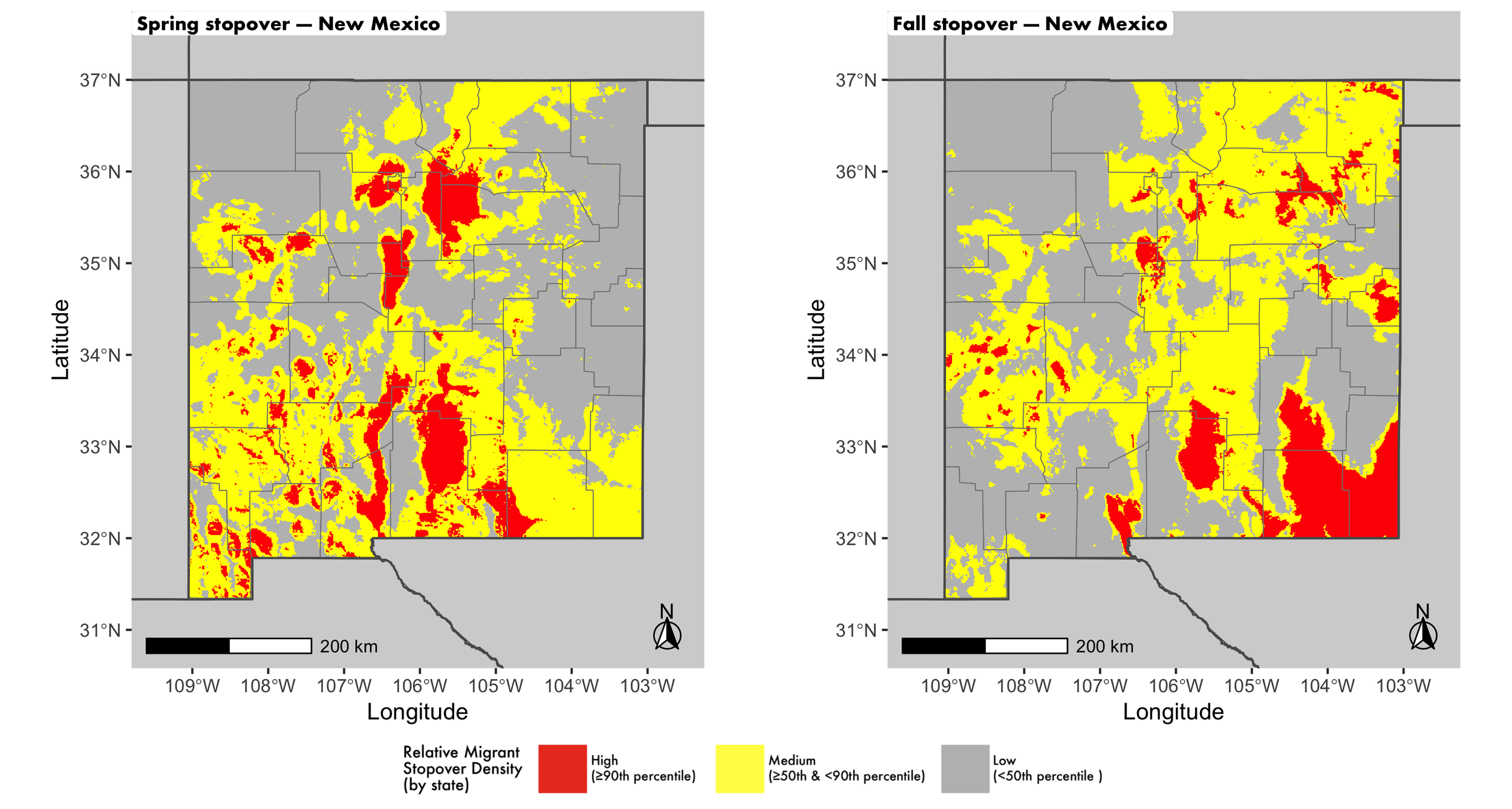 New Mexico seasonal stopover maps