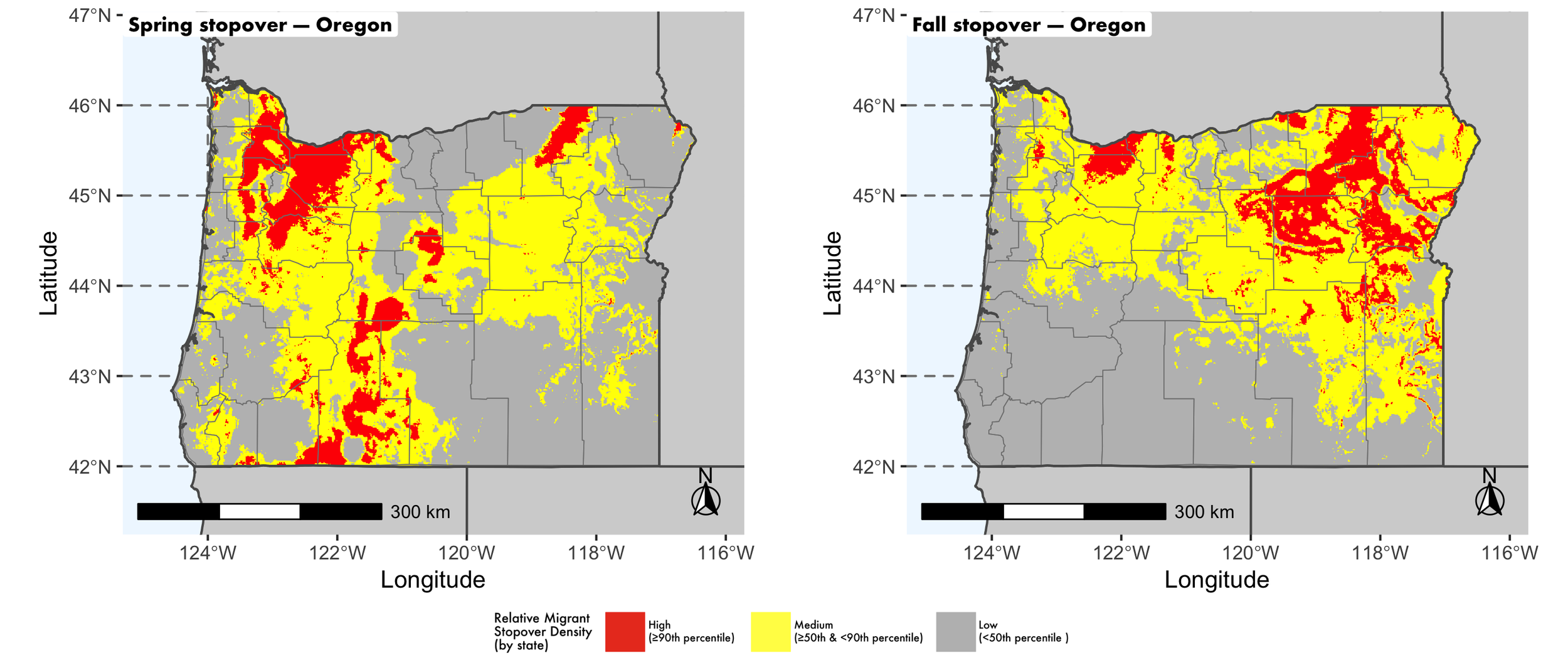 Oregon seasonal stopover maps