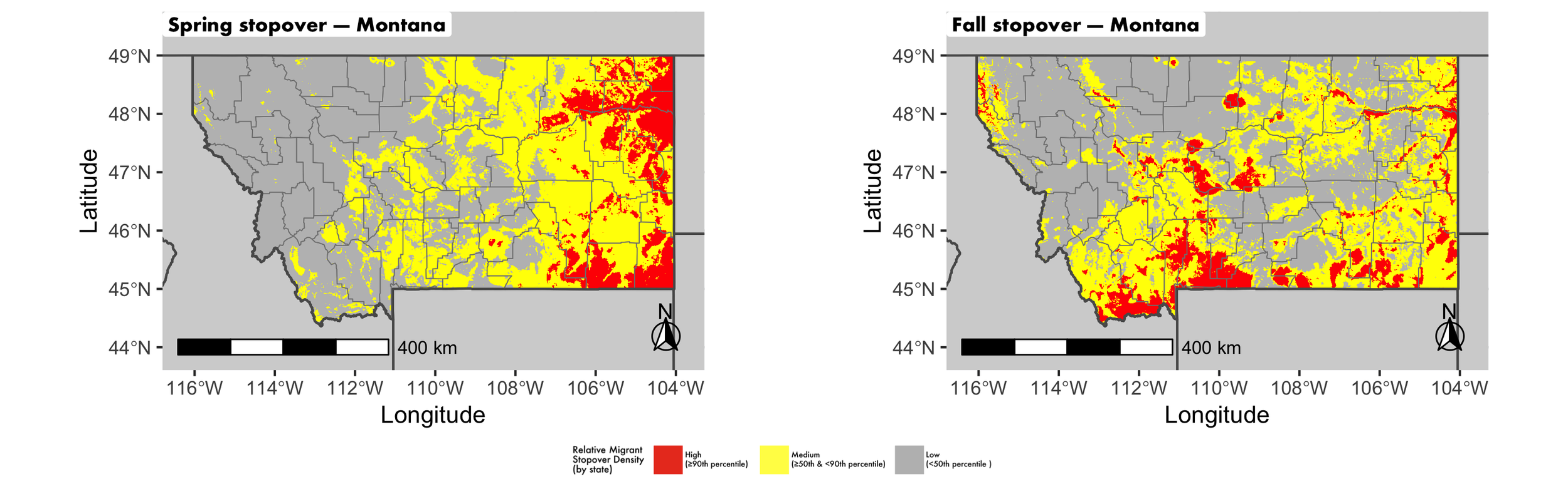 Montana seasonal stopover maps