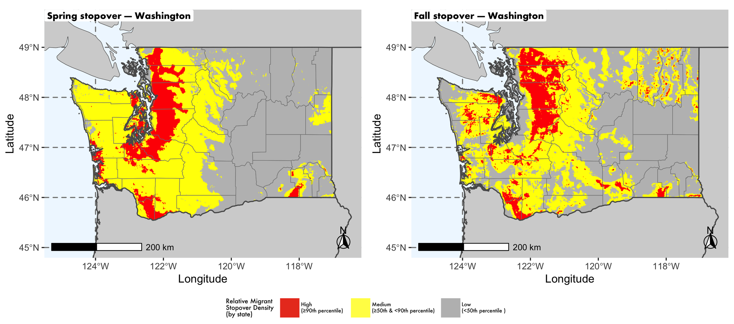 Washington seasonal stopover maps
