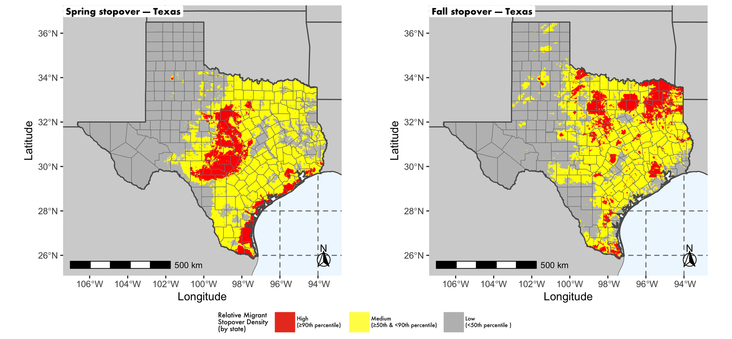 Texas seasonal stopover maps