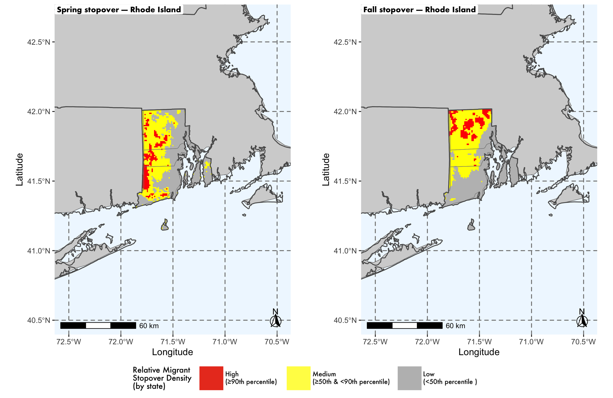 Rhode Island seasonal stopover maps