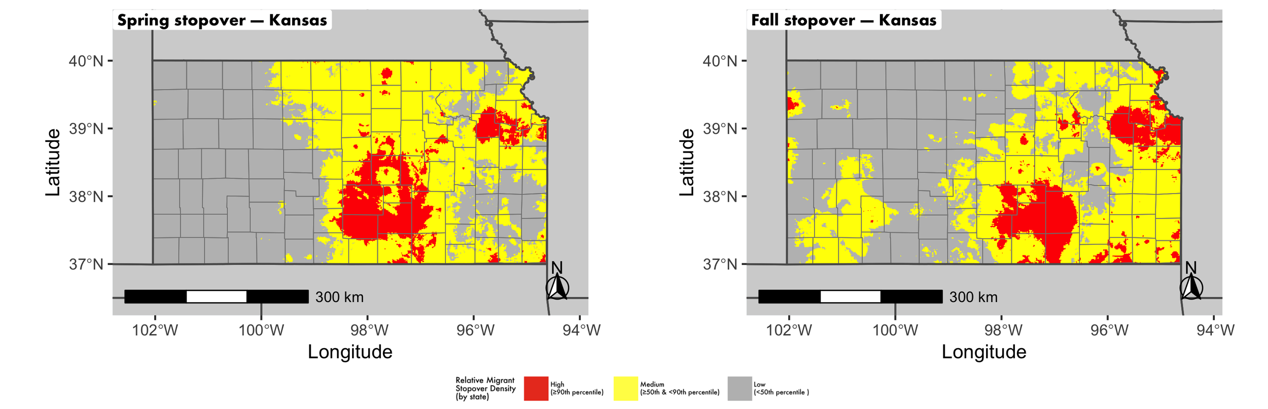 Kansas seasonal stopover maps
