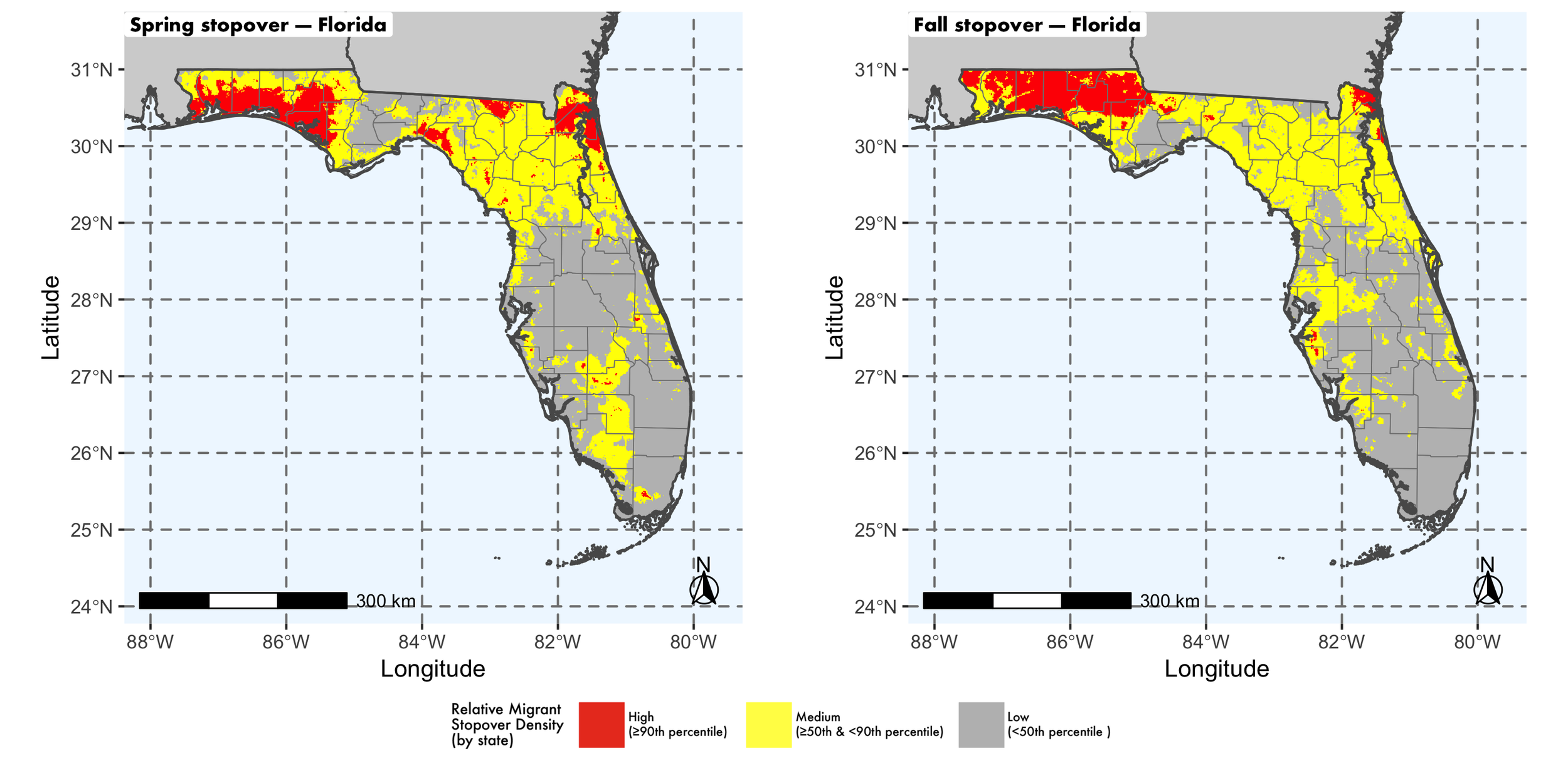 Florida seasonal stopover maps