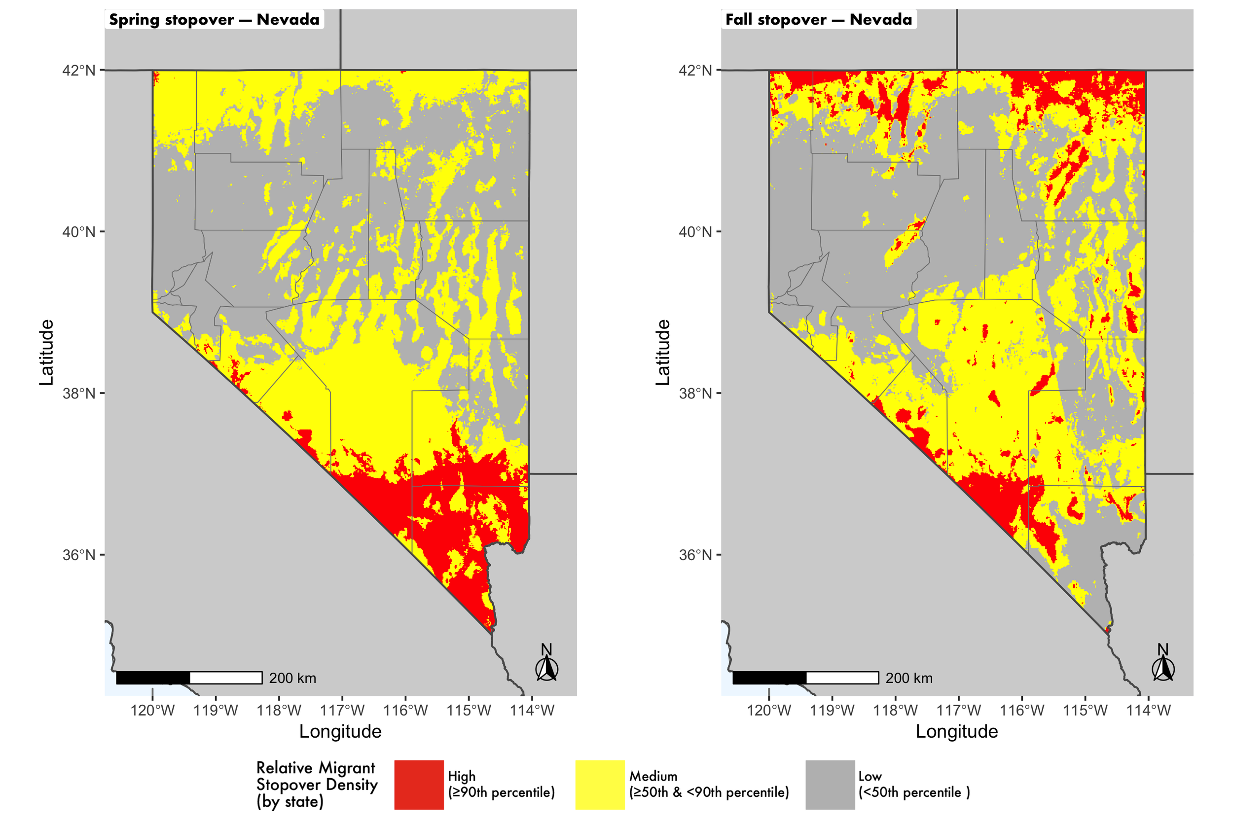 Nevada seasonal stopover maps