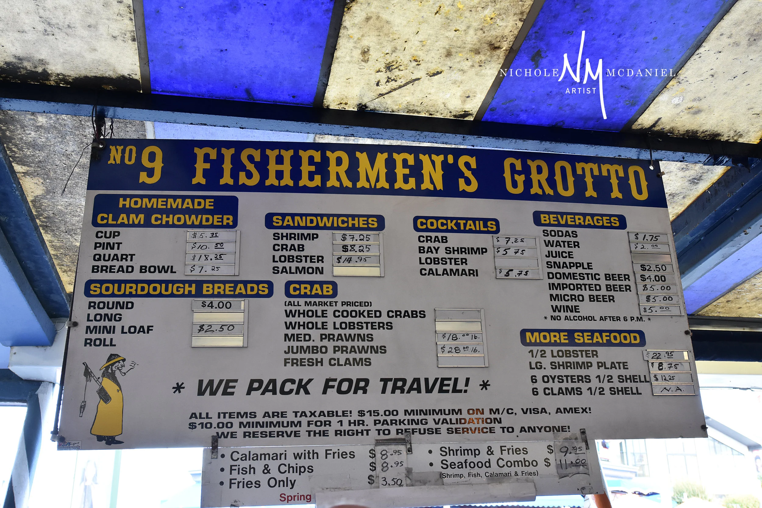 "We pack for Travel"Being the first sit down restaurant on the wharf, Fishermen's Grotto opened in 1935. Four generations of the Geraldi family have been serving fresh Italian style seafood to visitors at Fisherman's Wharf. No 9 represents the …