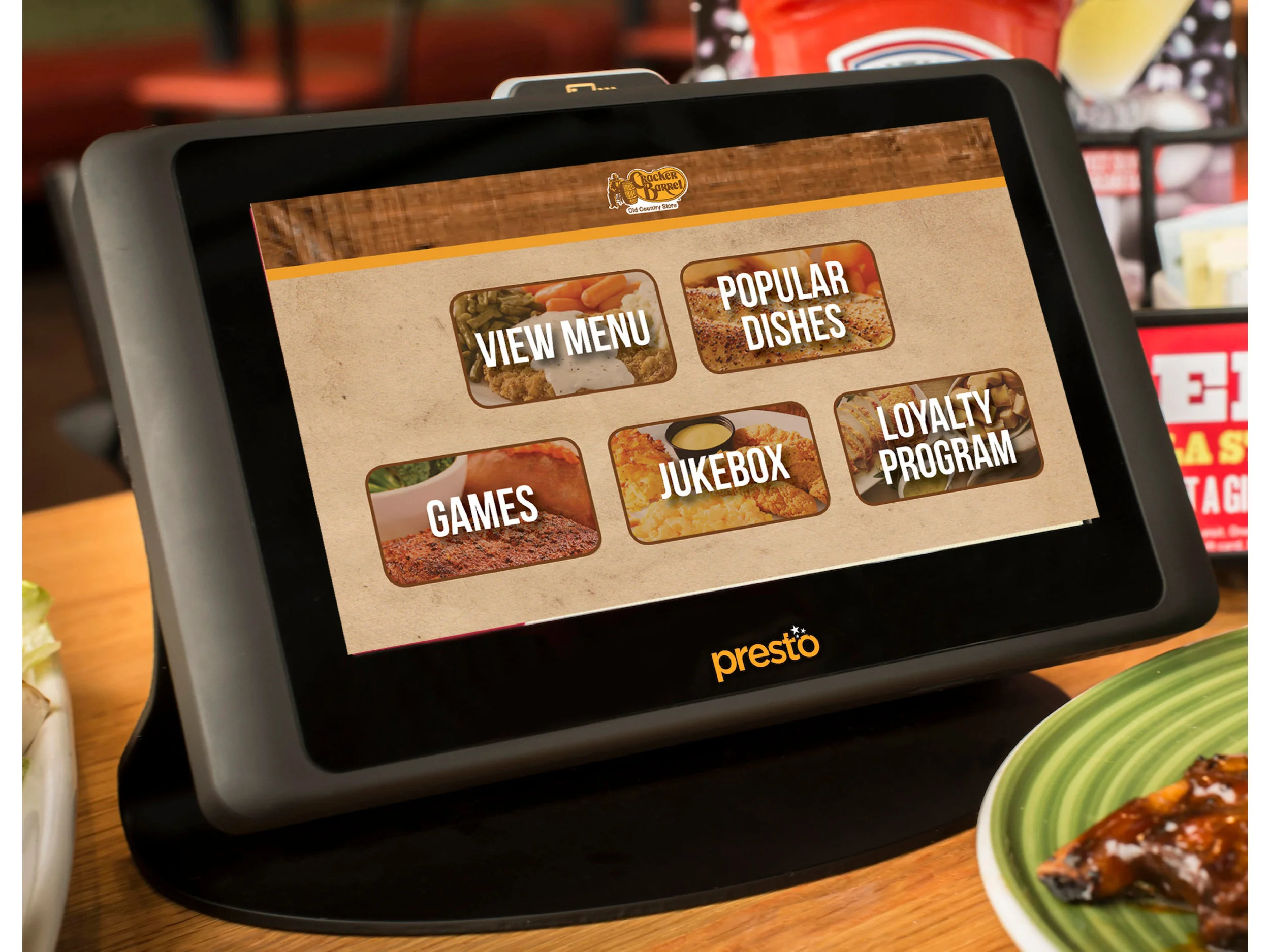 The tablets we wanted to introduce were designed with the intention of bringing the table together. You could view menu items and their nutritional content, play FREE games sponsored by Cracker Barrel (or pay for more), and choose the music played o