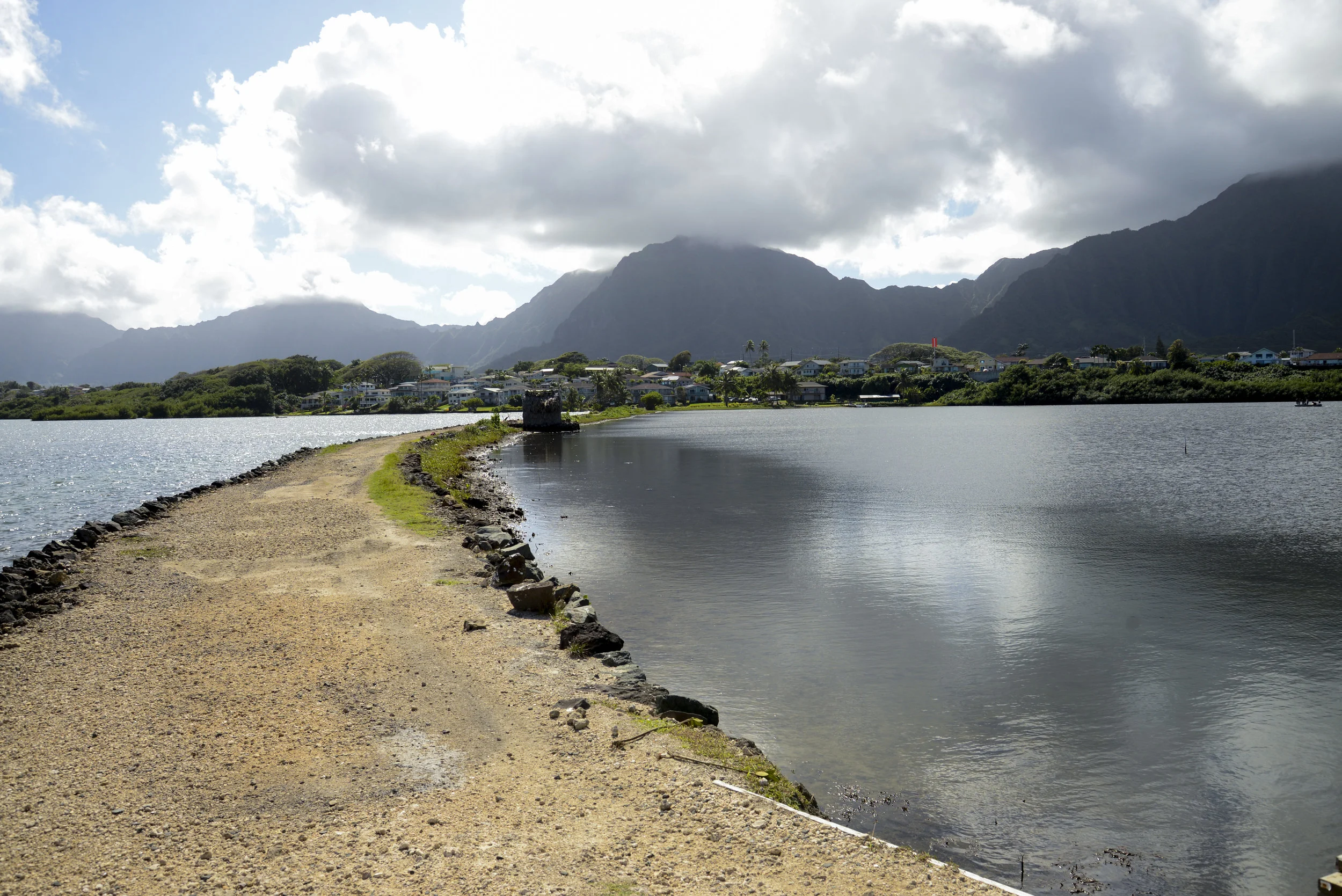 The dry stone wall encircles 88 acres of coastal water. 