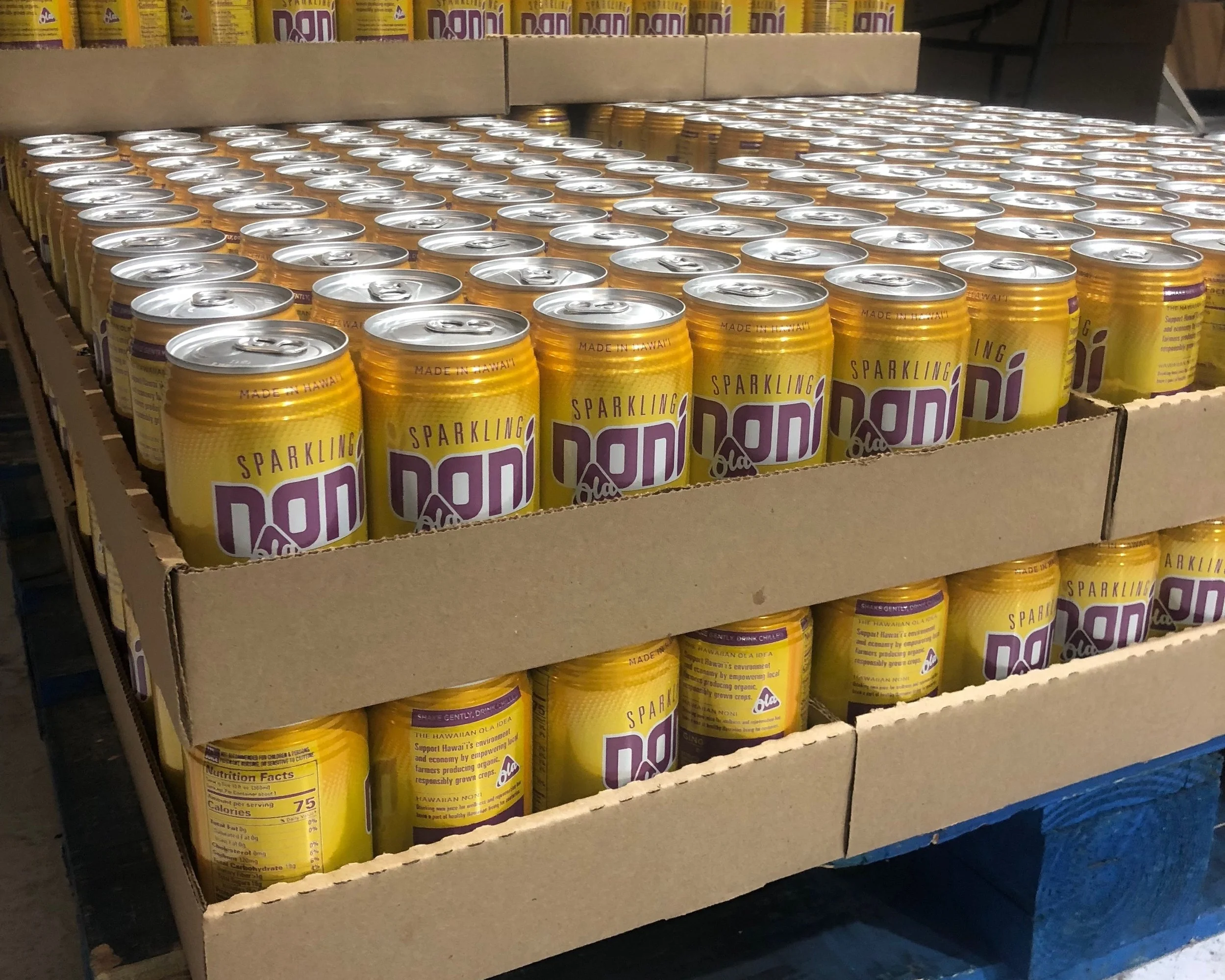 Our beautiful new Sparkling Noni cans!