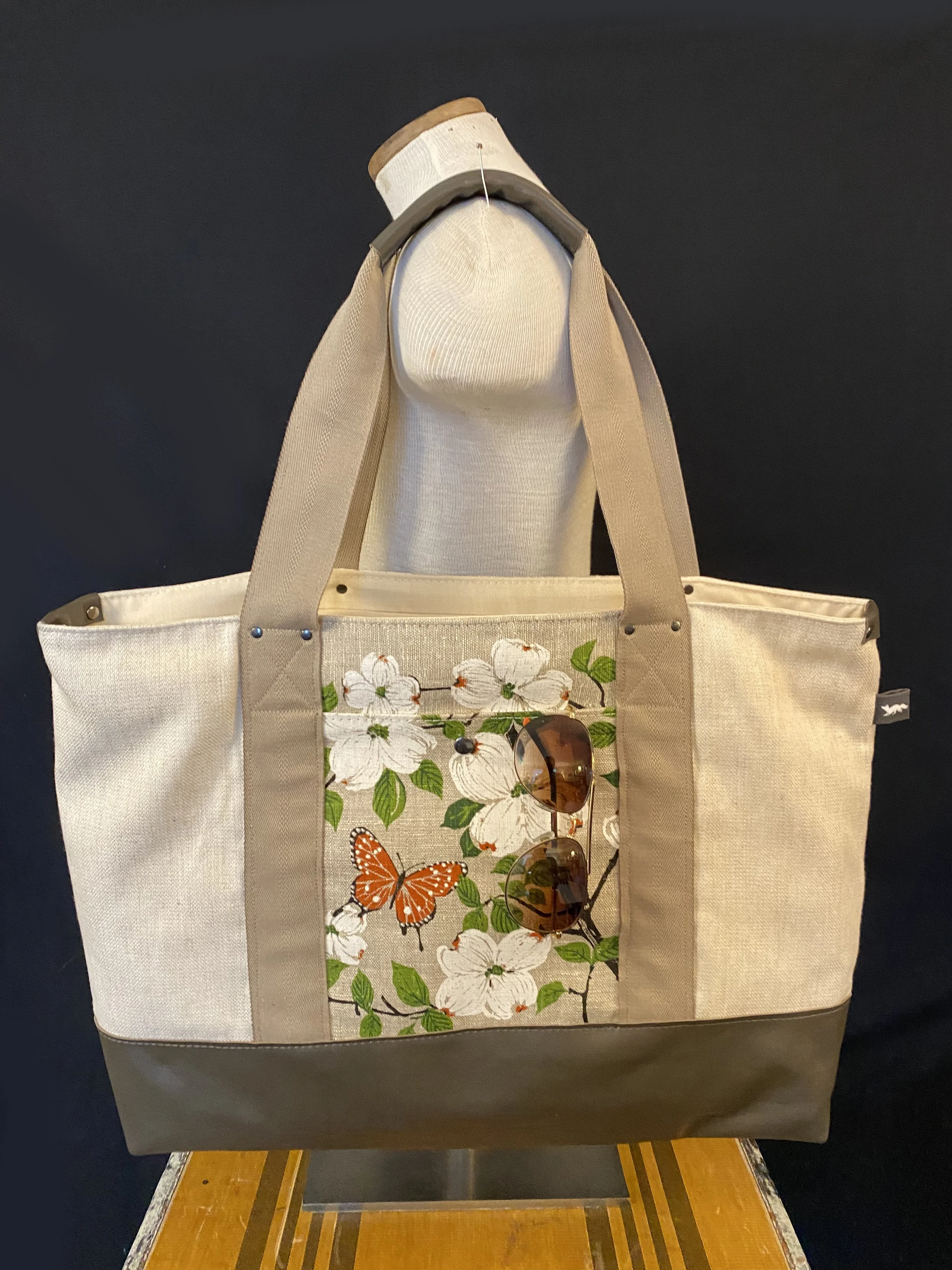 Bottomless Zipper Tote - Butterfly Garden