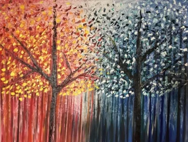 Red and Blue Blossoms