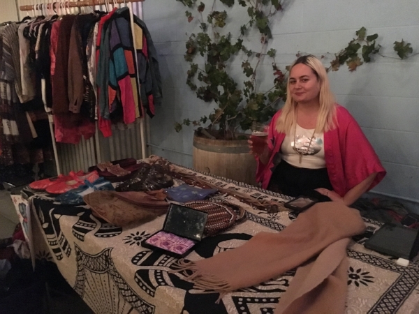Dahlia Vintage Sips a POBC Brew While Showcasing her pieces at the pop up shop