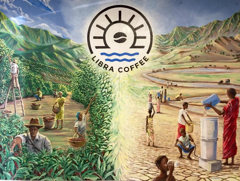 The Libra Coffee mural that Eric commissioned from local artist, Sean Dominguez.
