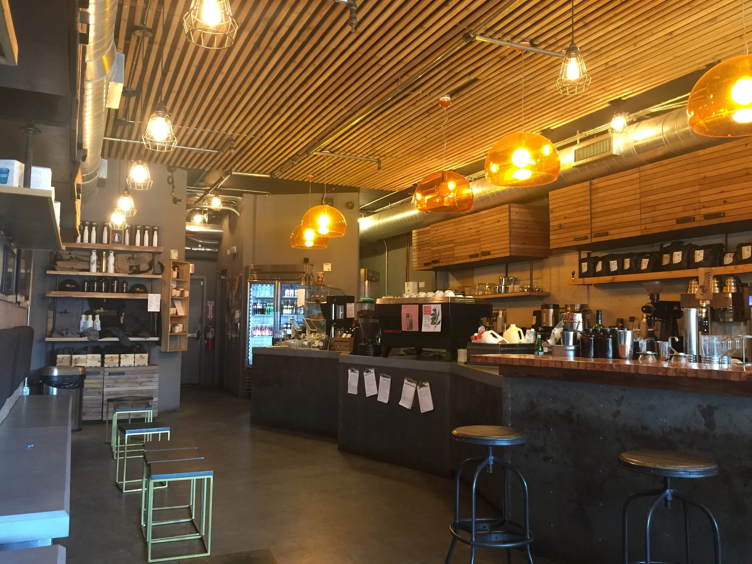 Panther's Coconut Grove location. All of their locations feature these orange chandelier. 