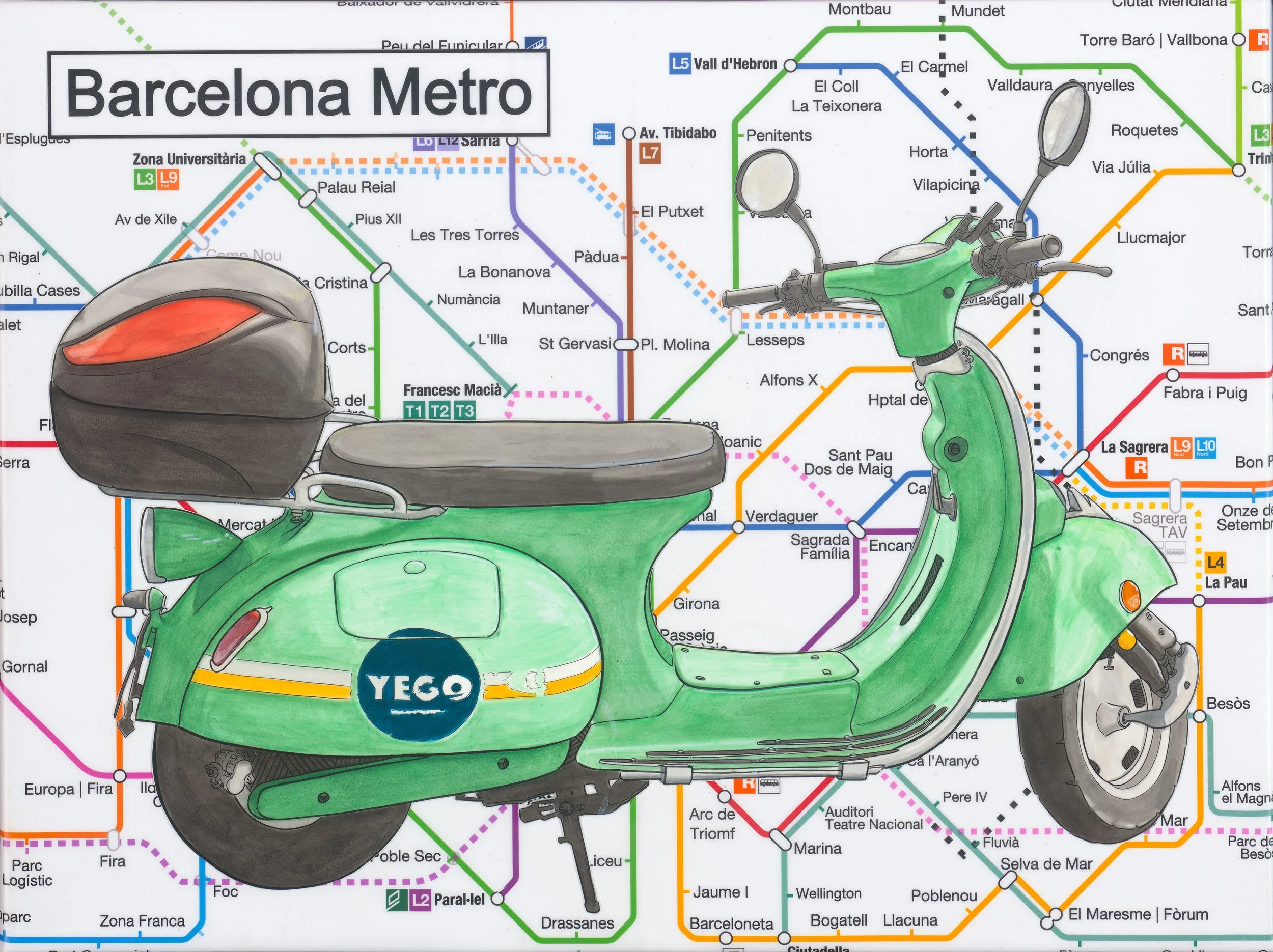 Yego Metro
18x24in
Mixed Media