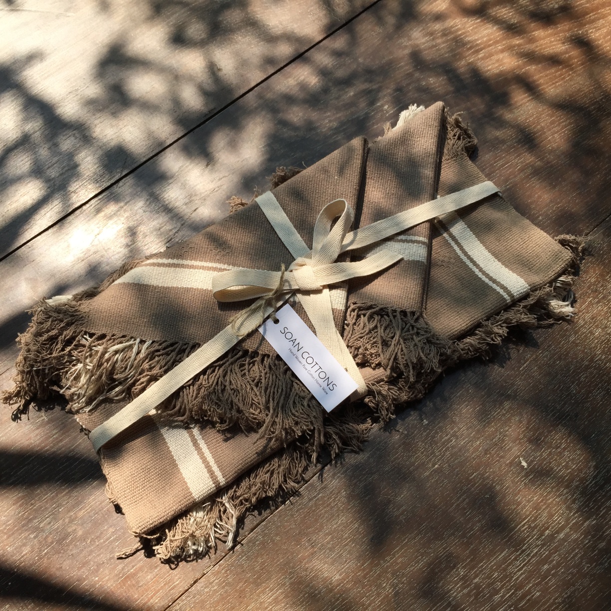 Taupe - Placemat and Napkin Set - Hand Woven Pure Cotton