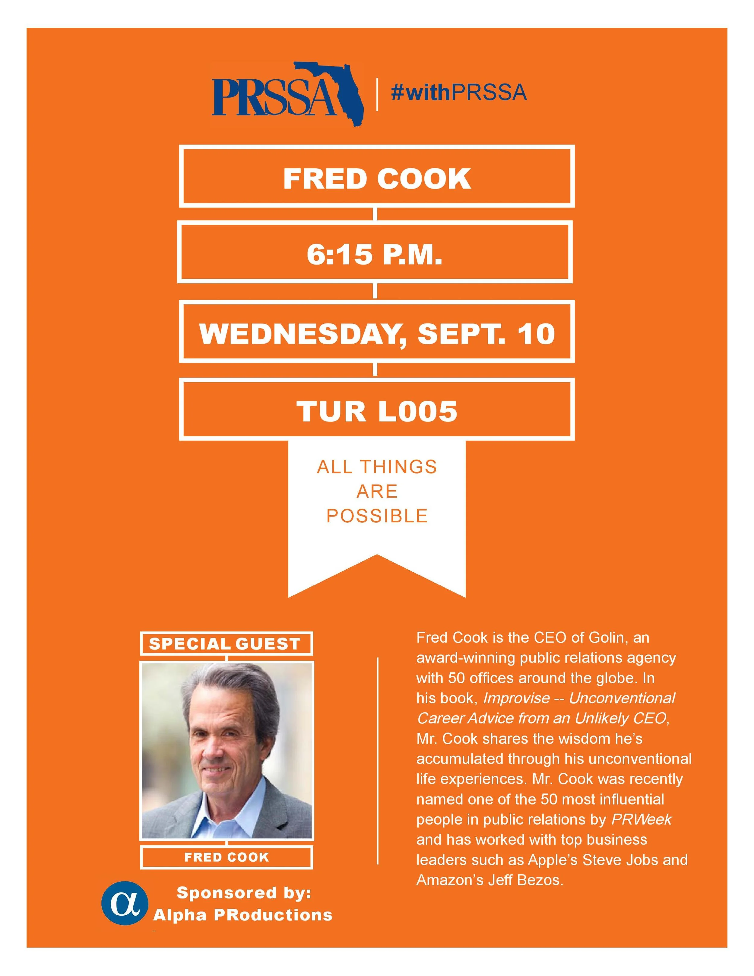 First Speaker Series of Fall 2014: Fred Cook