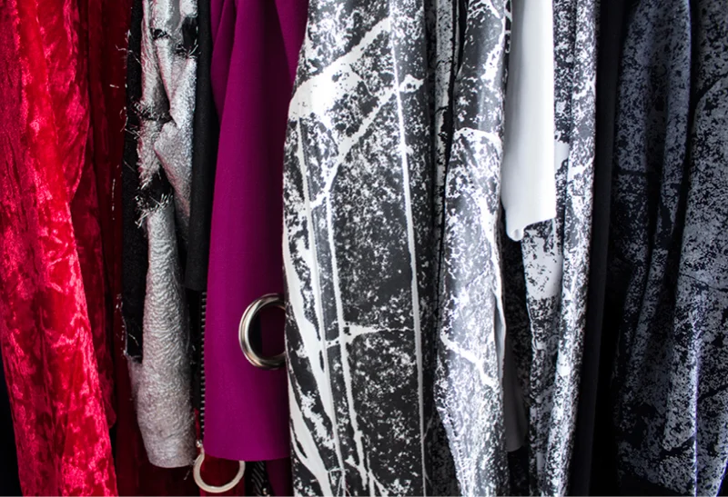 Above: Items and fabrics from the A/W '16 collection.