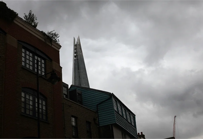 Grey skies towering over London Bridge.