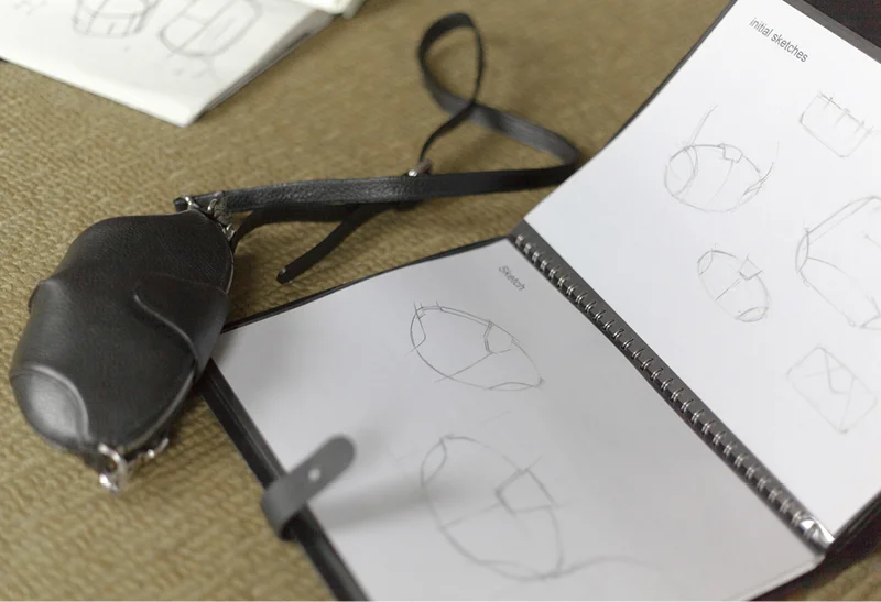 Above: Mood boards, below: initial sketches and the final product.
