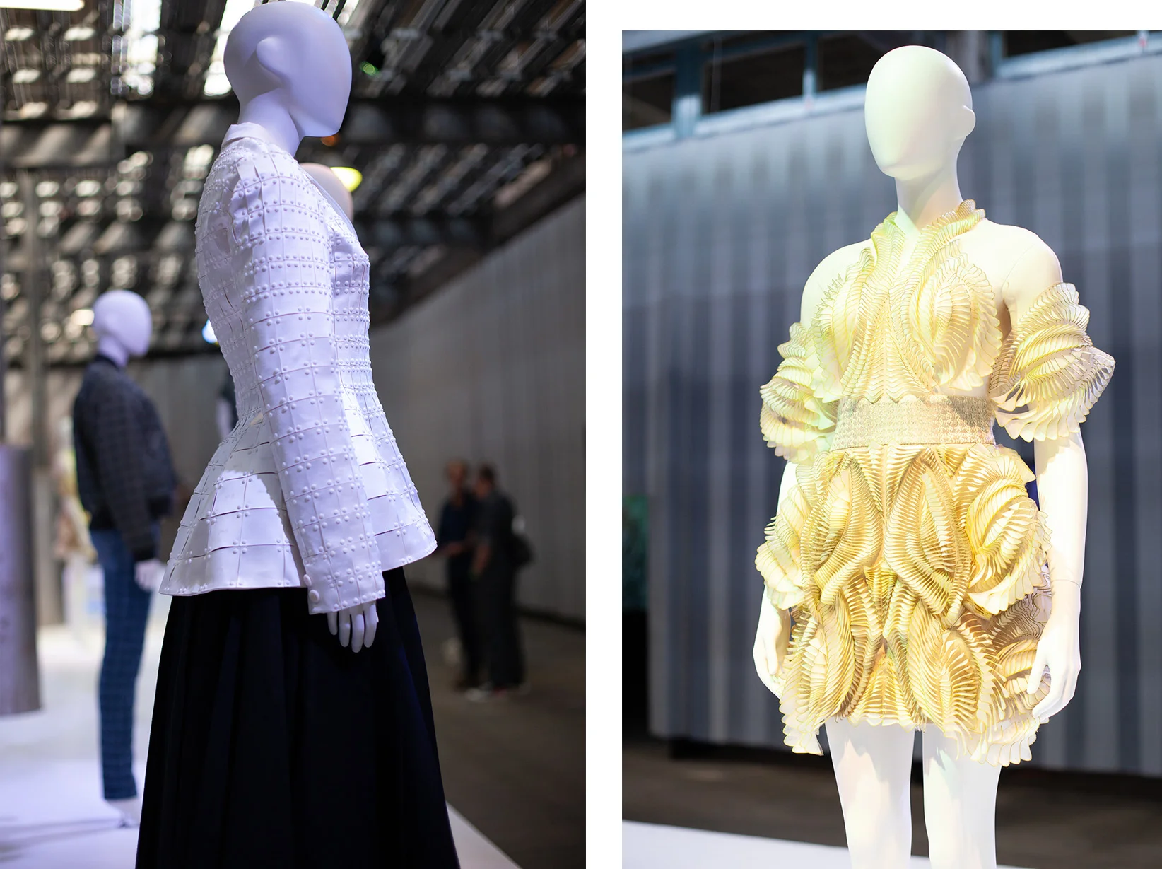 Left: design by Yuima Nakazato, right: design by Iris van Herpen.