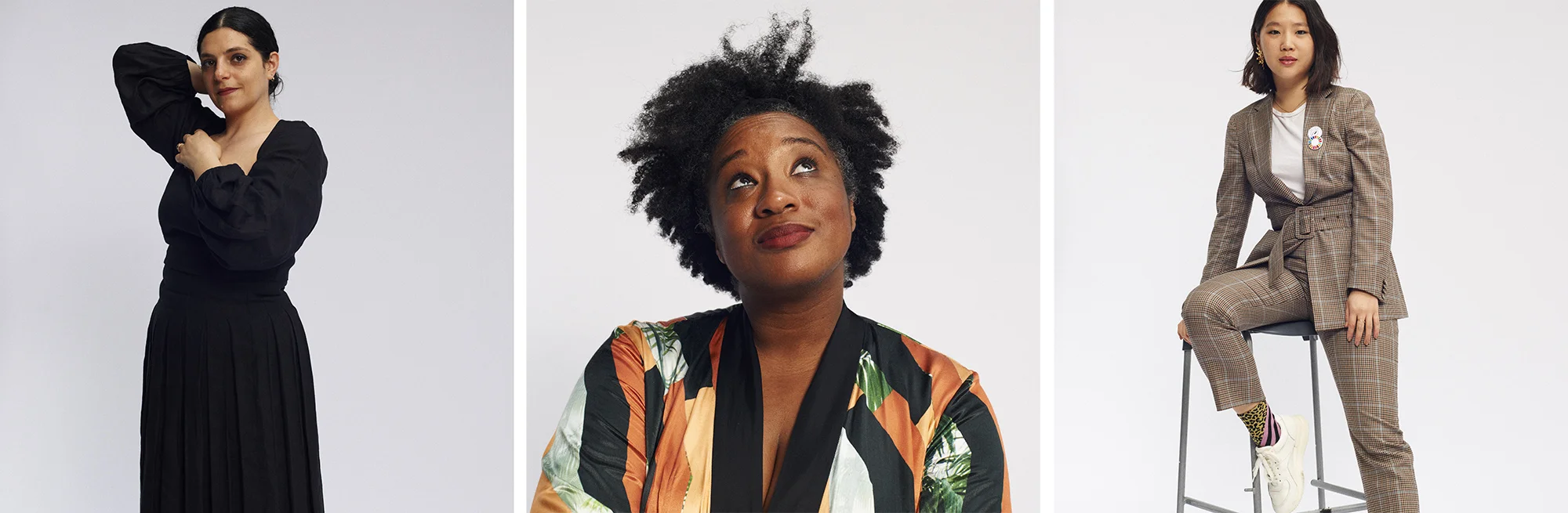 Photos by by Ronan McKenzie, from left to right: Céline Semaan, founder of Study Hall and Slow Factory; Aja Barber, writer; Sophia Li, journalist and former entertainment media editor for Vogue