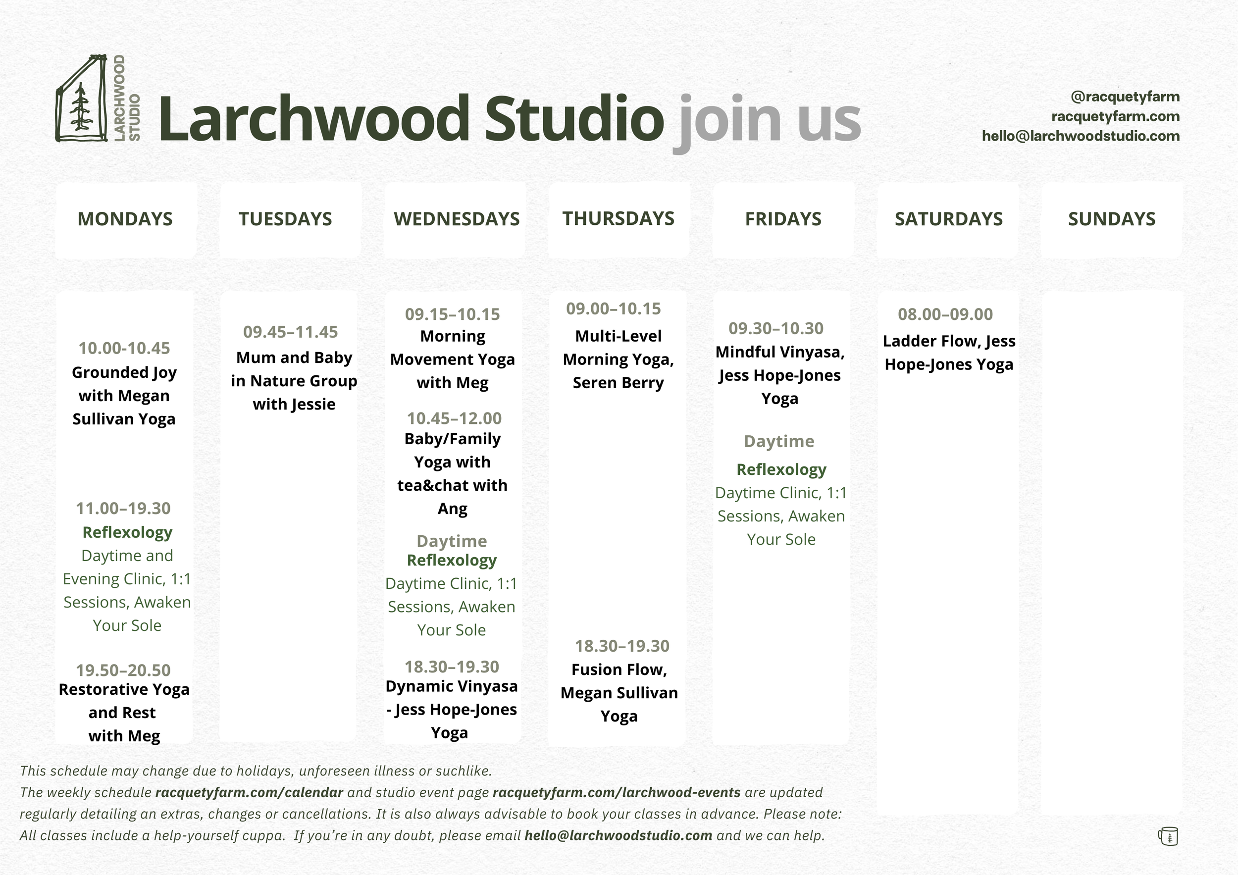 Larchwood Weekly Schedule.png