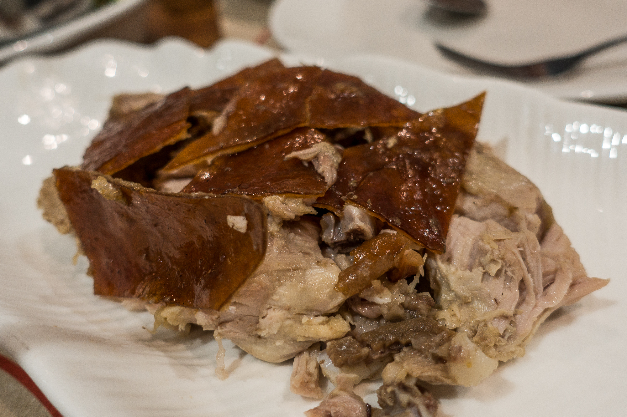 We were disappointed with the not so crunchy skin but the meat was pretty good!