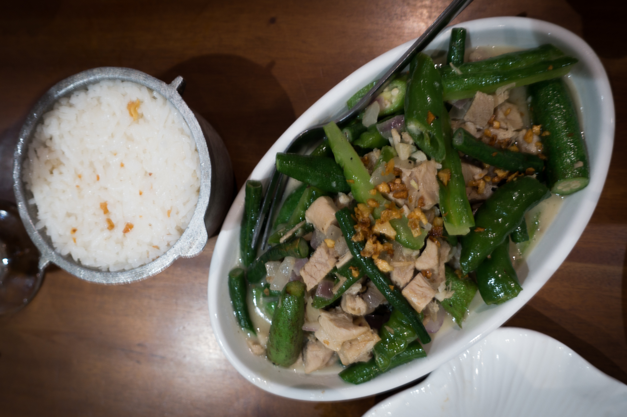 Bicol express with what else . . . lechon meat.