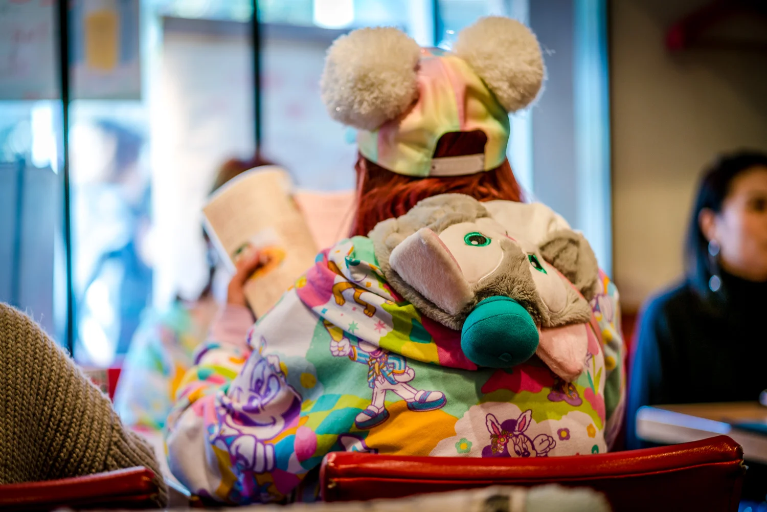 Erin: "That toy looks like a doggie with a rabbit behind her."