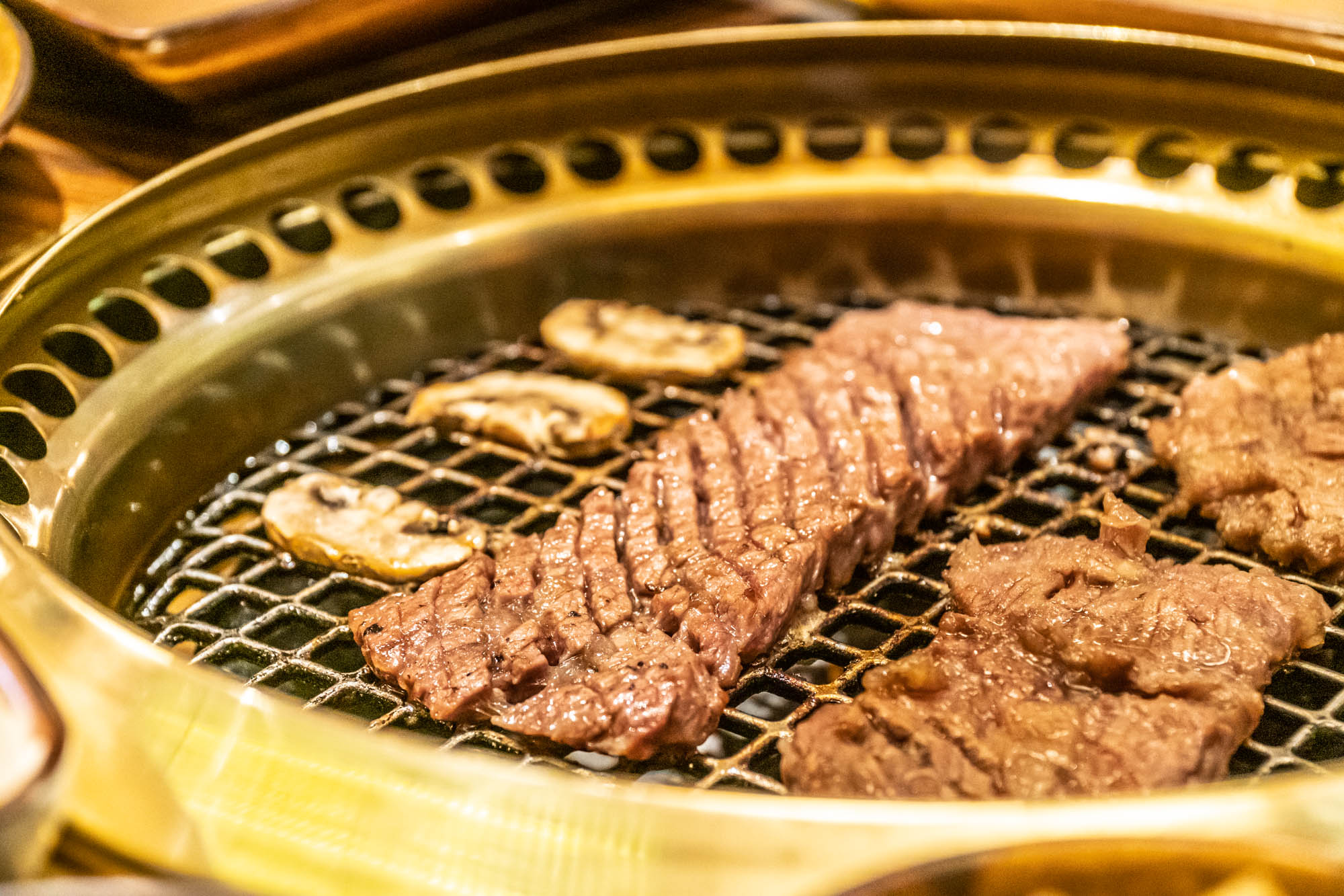 Yangnyeom Wagyu Salchisal , 170g Premium Snake River Farms Wagyu Chuck Flap Tail marinated in sea salt and other spices (Php 1,395). My favorite! Get a leaf of lettuce, put ssamjang paste, a bit of kimchi, then wrap it around a slice (or two) of this mouth watering piece of meat. Let the flavors explode in your mouth with every bite. YUMMY.