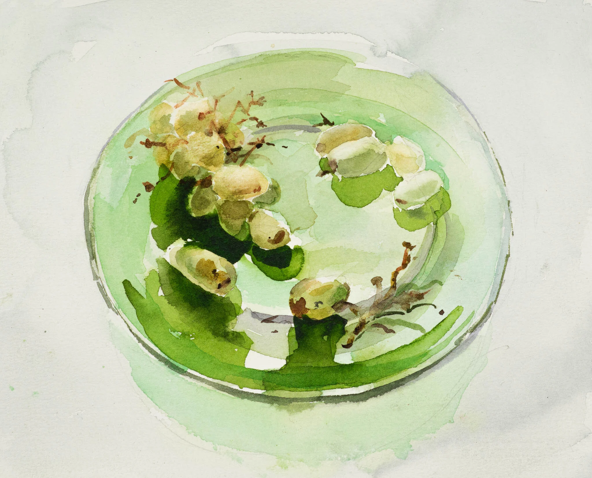 GRAPES ON GREEN PLATE