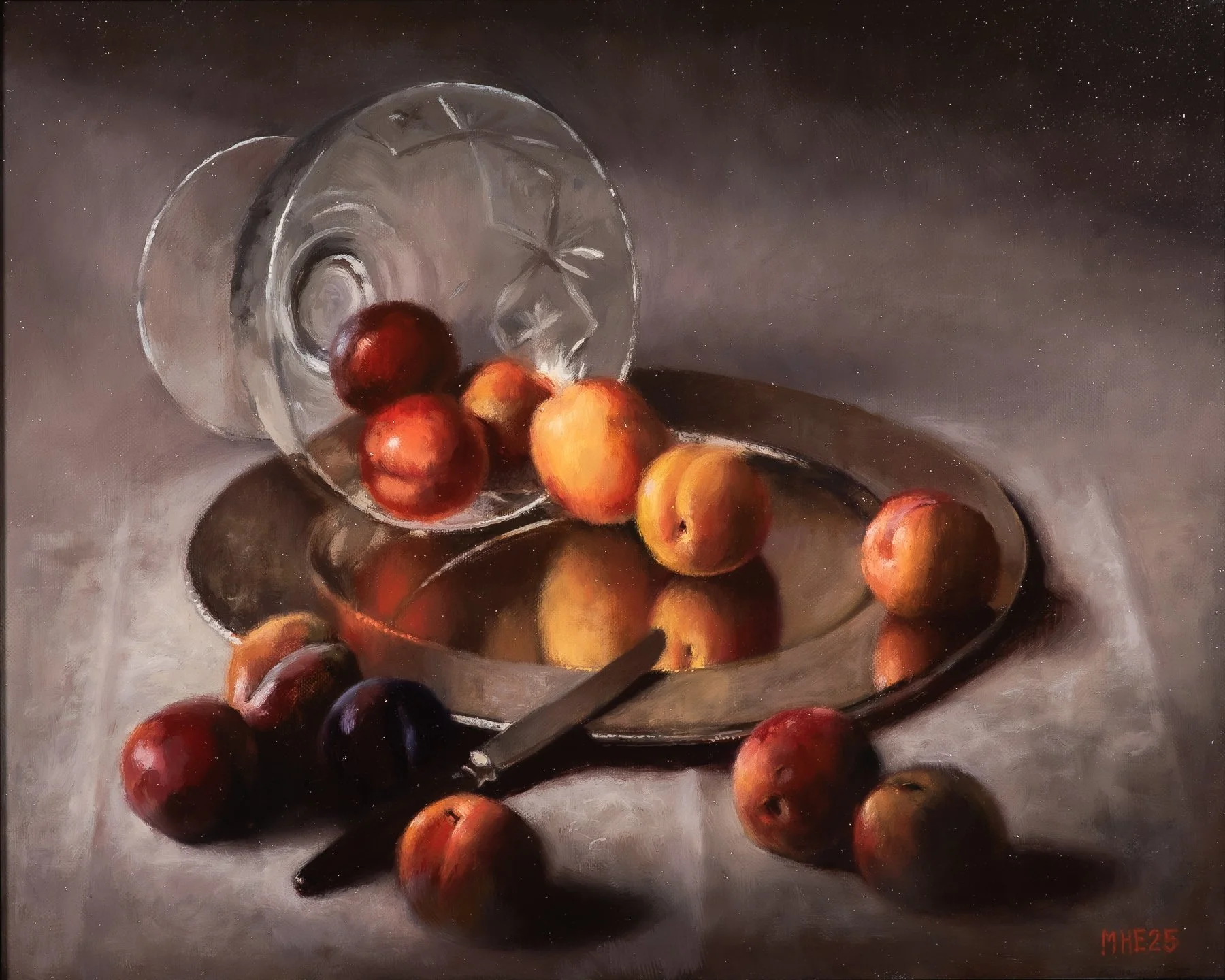 PLUMS, CRYSTAL, TIN PLATE