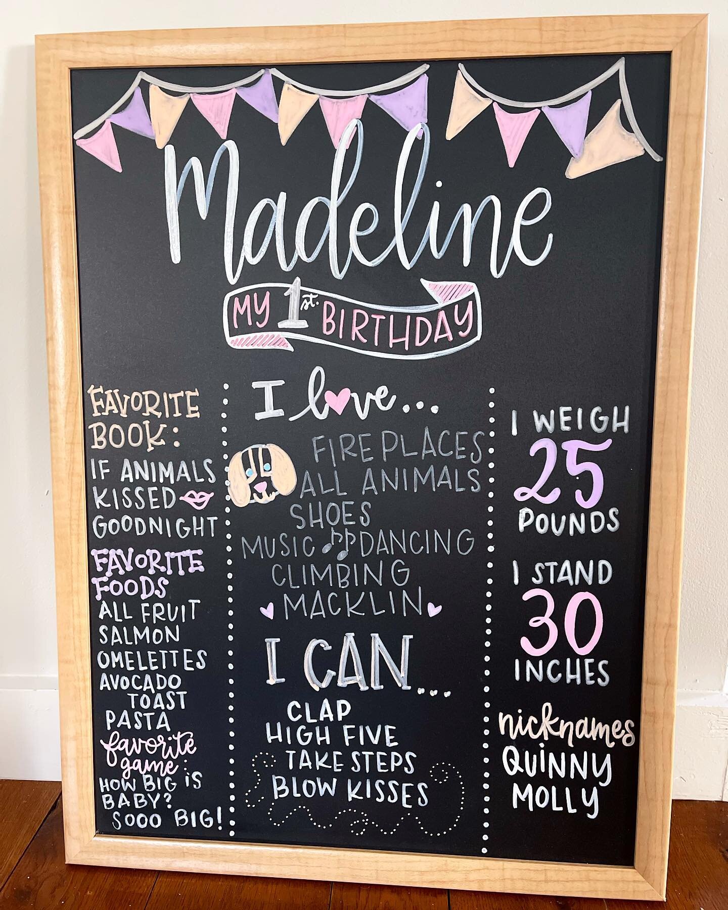 first birthday milestone boards are still one of my favorite requests 🤍 so much room for customization and creativity. dm to order!
#babygirl #babymilestones #firstbirthday #chalkart #chalkboard #calligraphy #handlettering