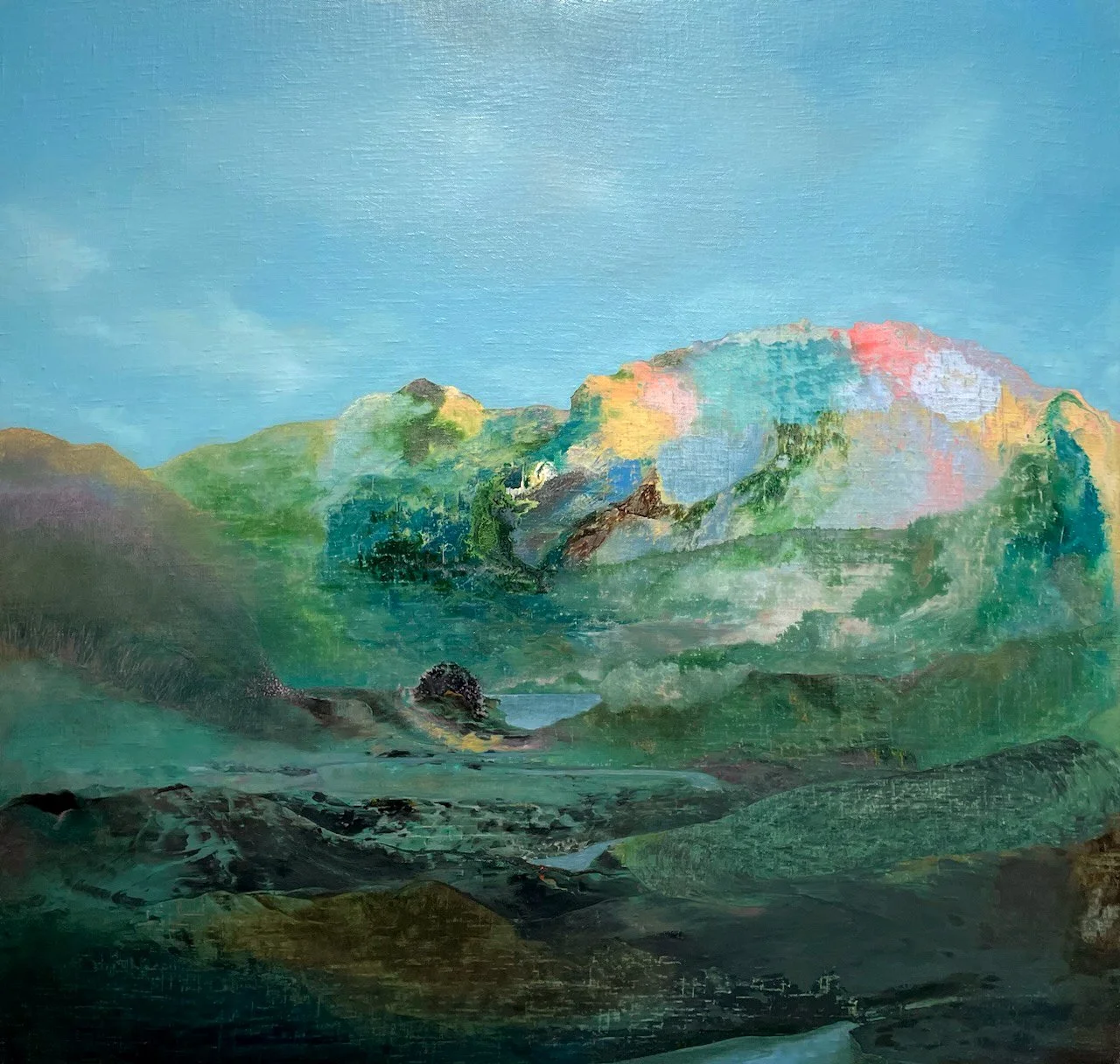 valley of the free and easy spheres ii, 2026, oil on linen, 44x42 inches