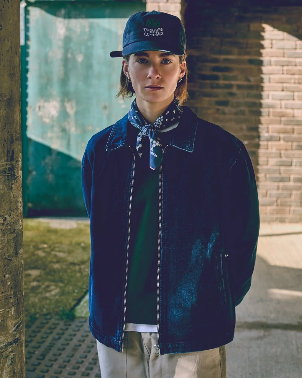 Niamh outfit - Denim jacket, sweatshirt. chef pants 2.jpg