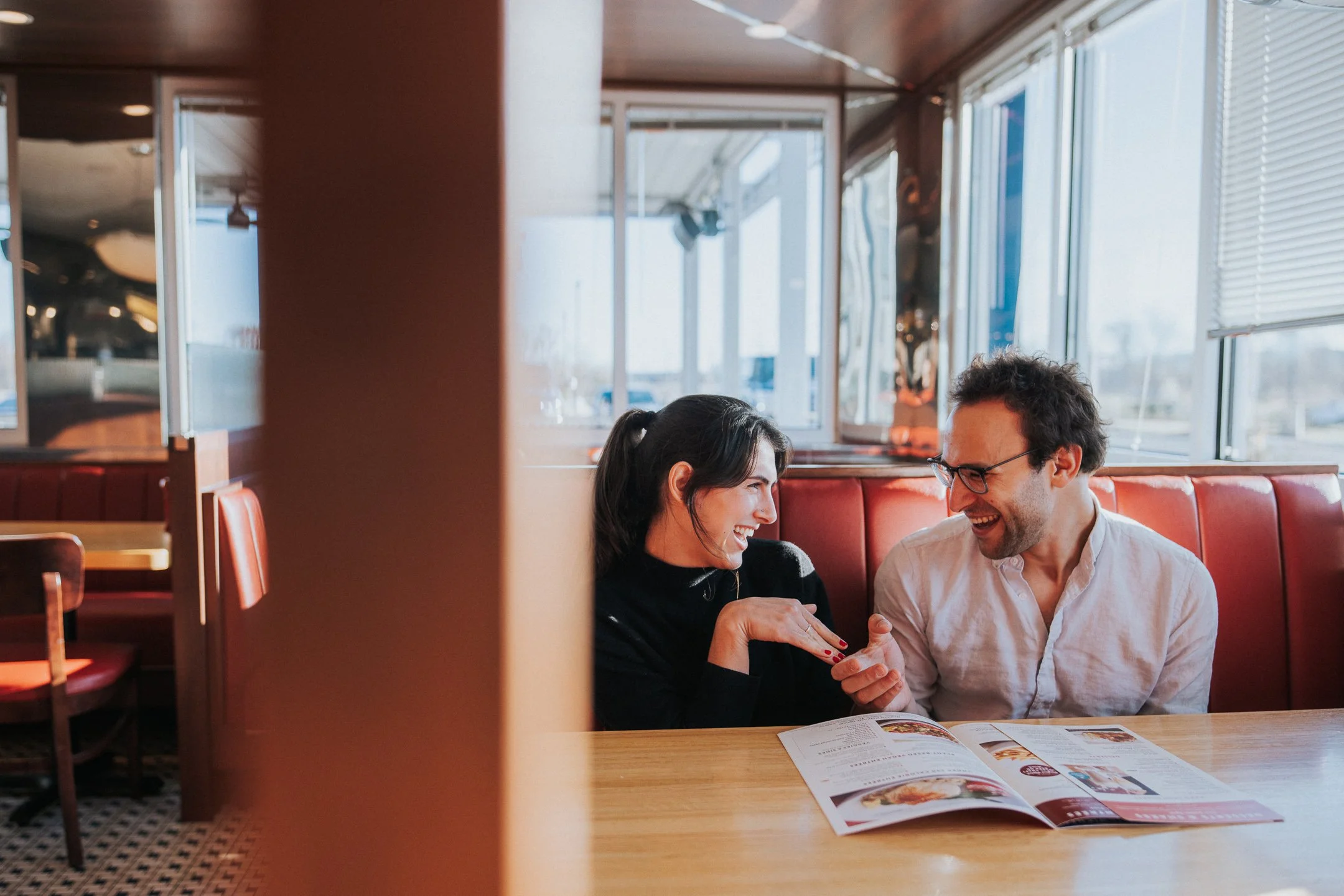 Silver Diner Virginia engagement photos