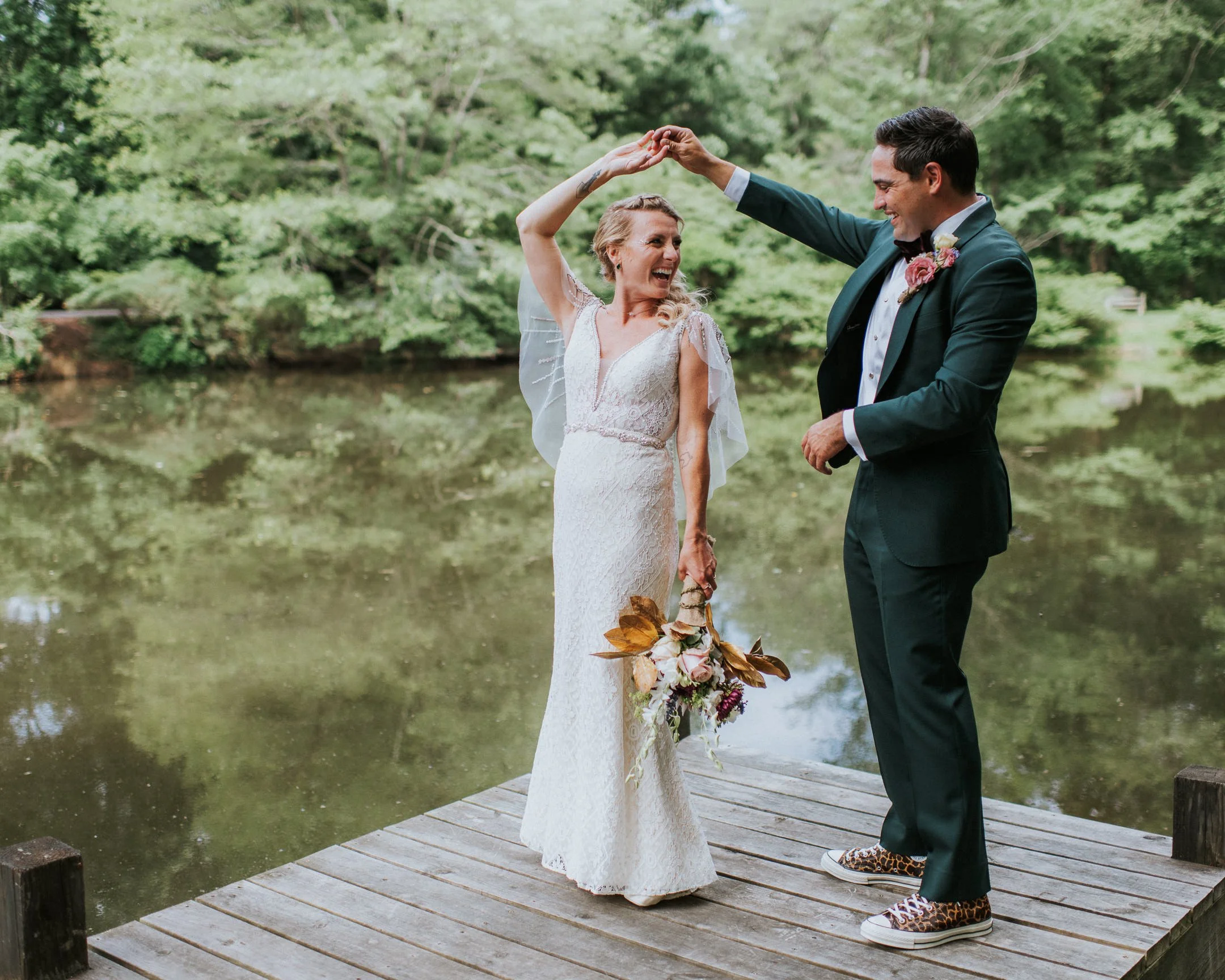 Great Falls backyard boho wedding