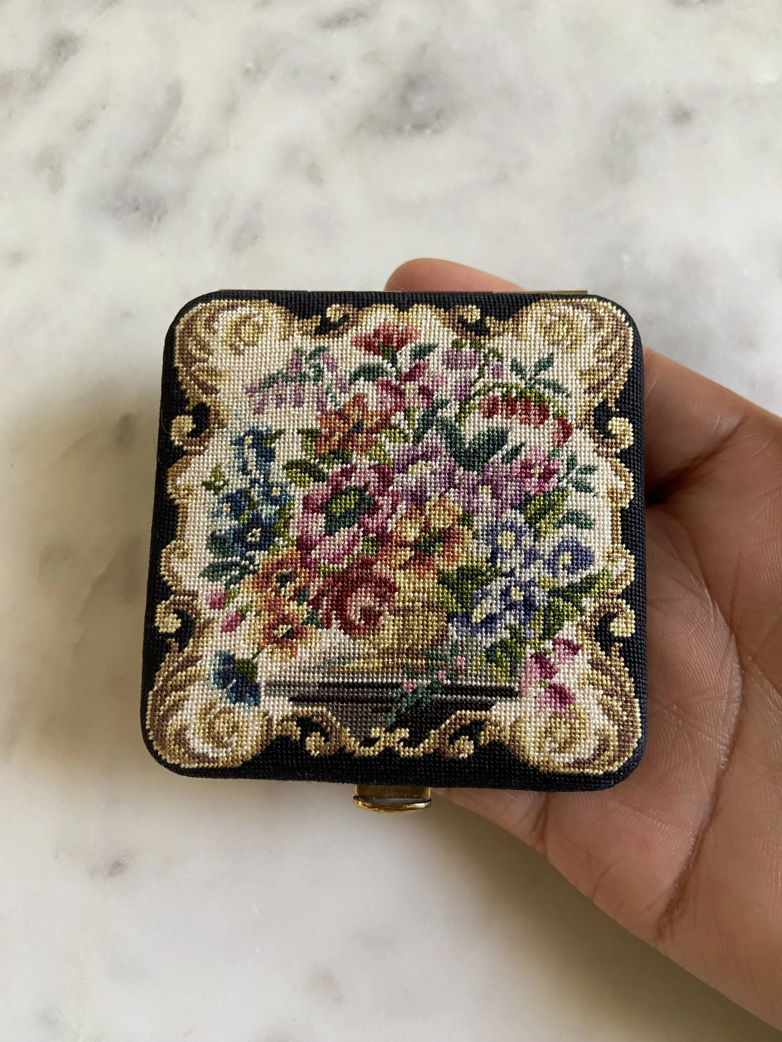Mid Century Needle Point Compact